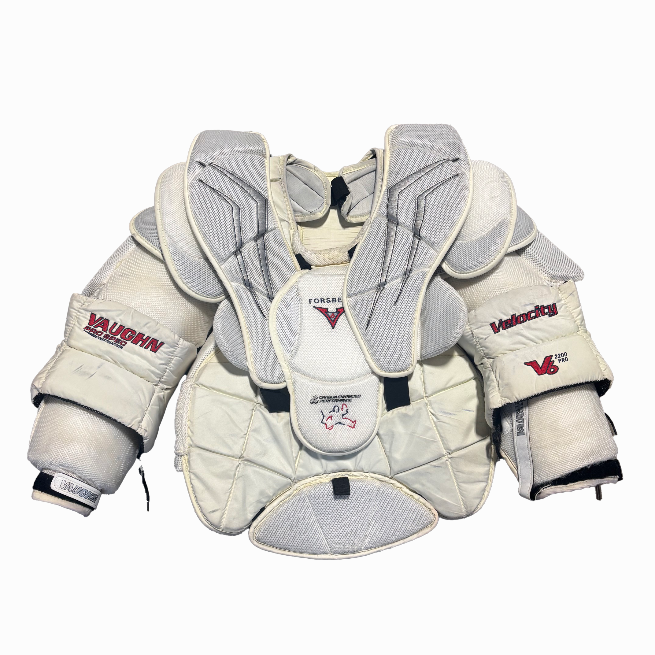 Vaughn Velocity V6 2200 Pro - Plastron de gardien de but professionnel d'occasion (blanc)