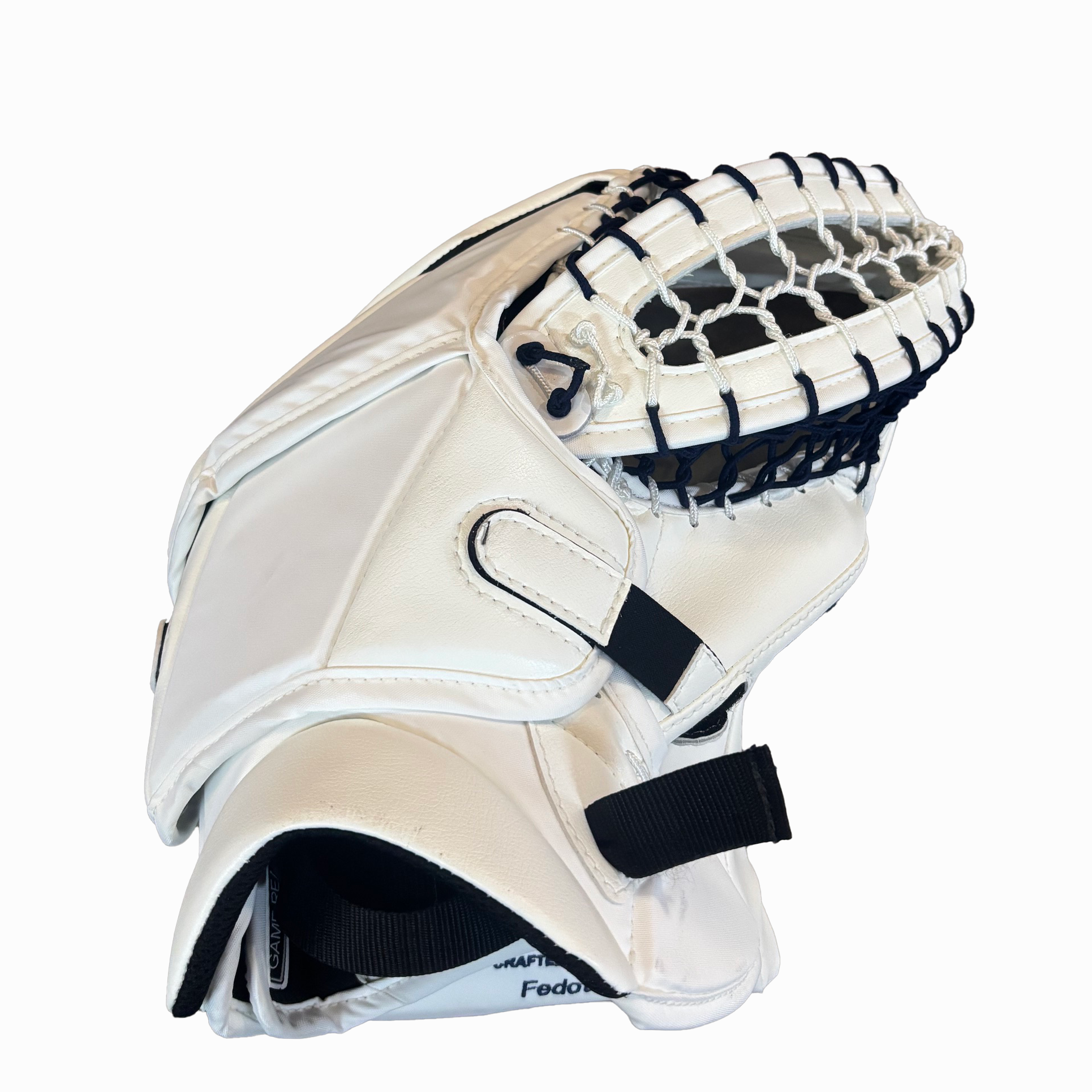 Gant de gardien de but TRUE Catalyst Nitro Pro - Neuf, Pro Stock LNH - Ivan Fedotov (Blanc/Bleu Marine/Argent)