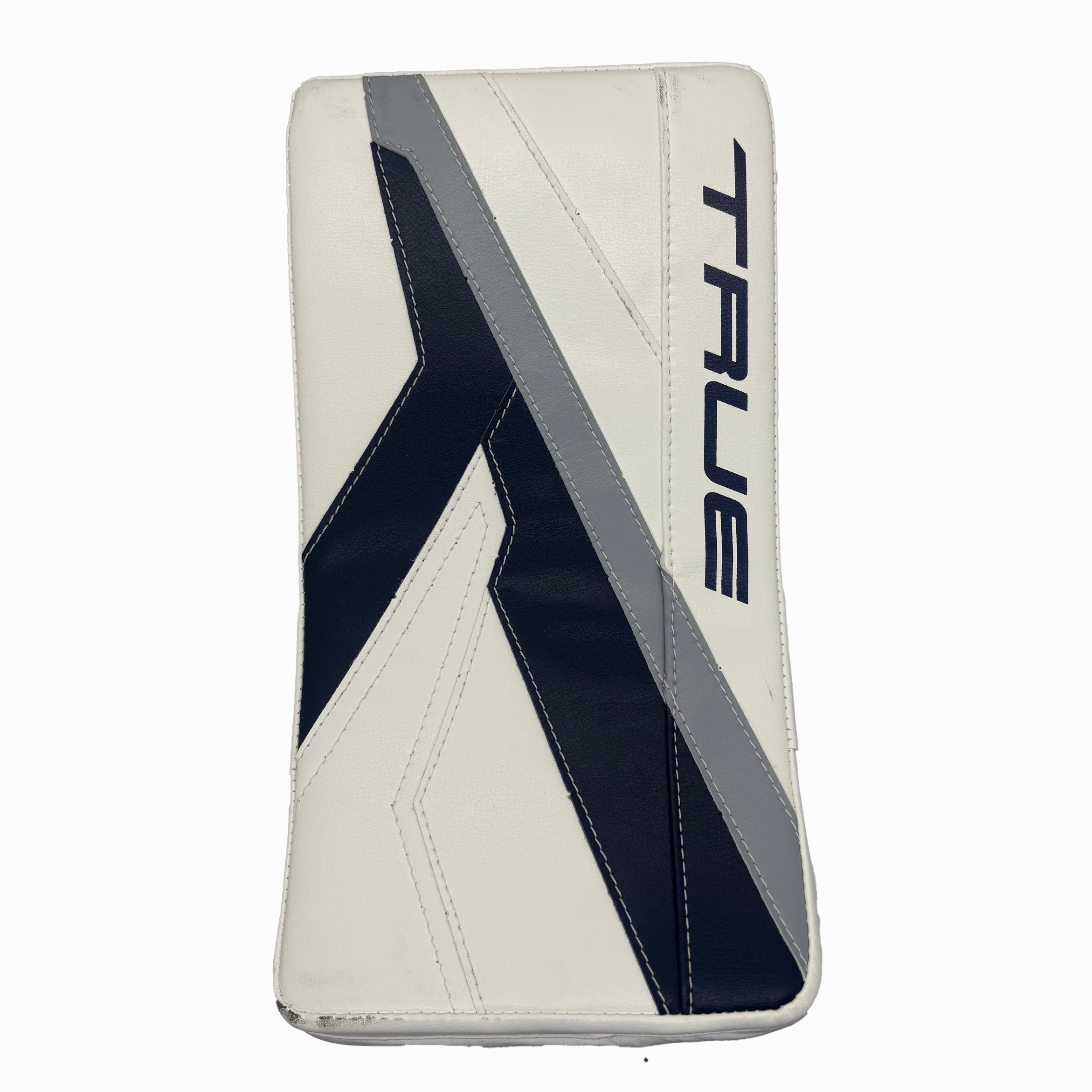 TRUE Catalyst Nitro Pro - Nouveau Blocker de Gardien Pro Stock LNH - Ivan Fedotov (Blanc/Bleu Marine/Argent)