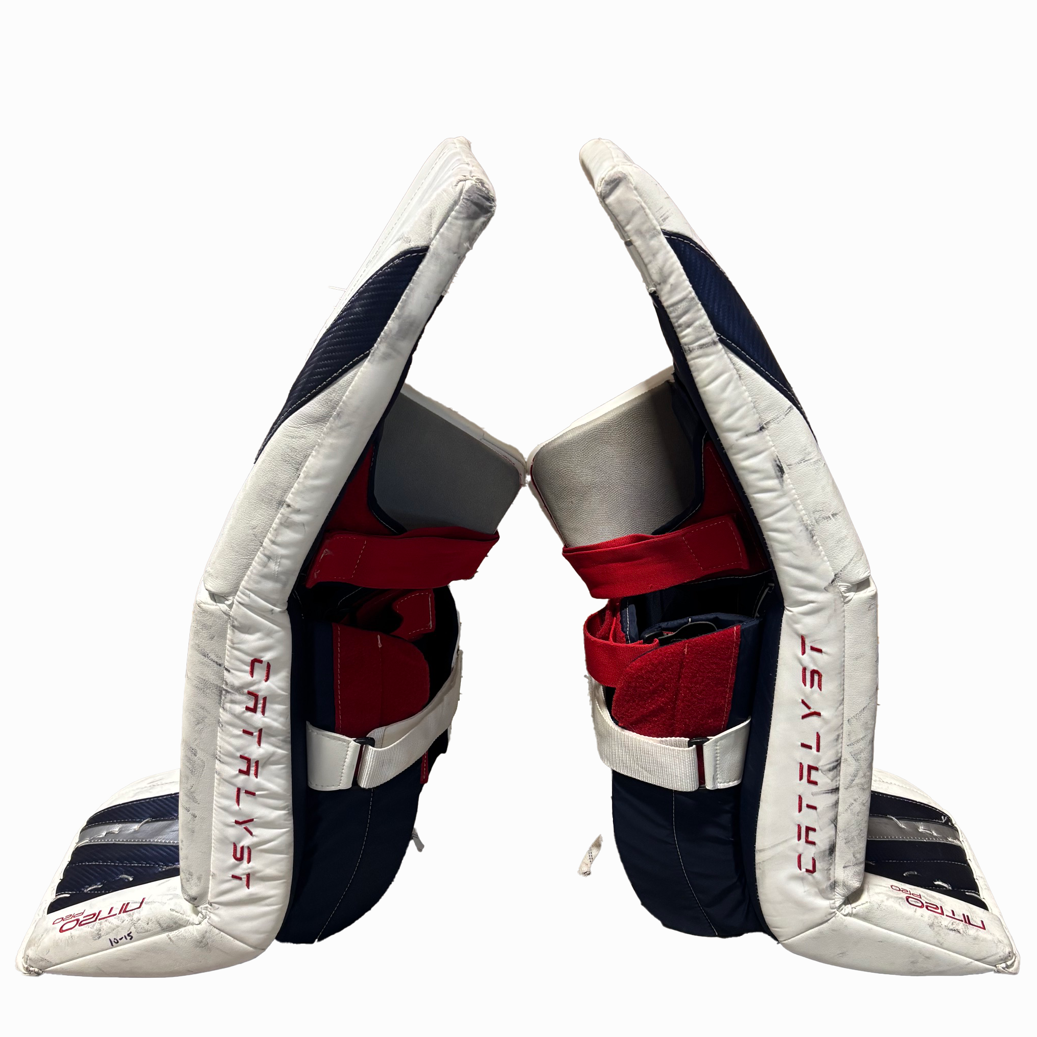 TRUE Catalyst Nitro Pro - Ensemble complet d'équipement de gardien de but professionnel LNH usagé - Ivan Fedotov (blanc/bleu marine/rouge)
