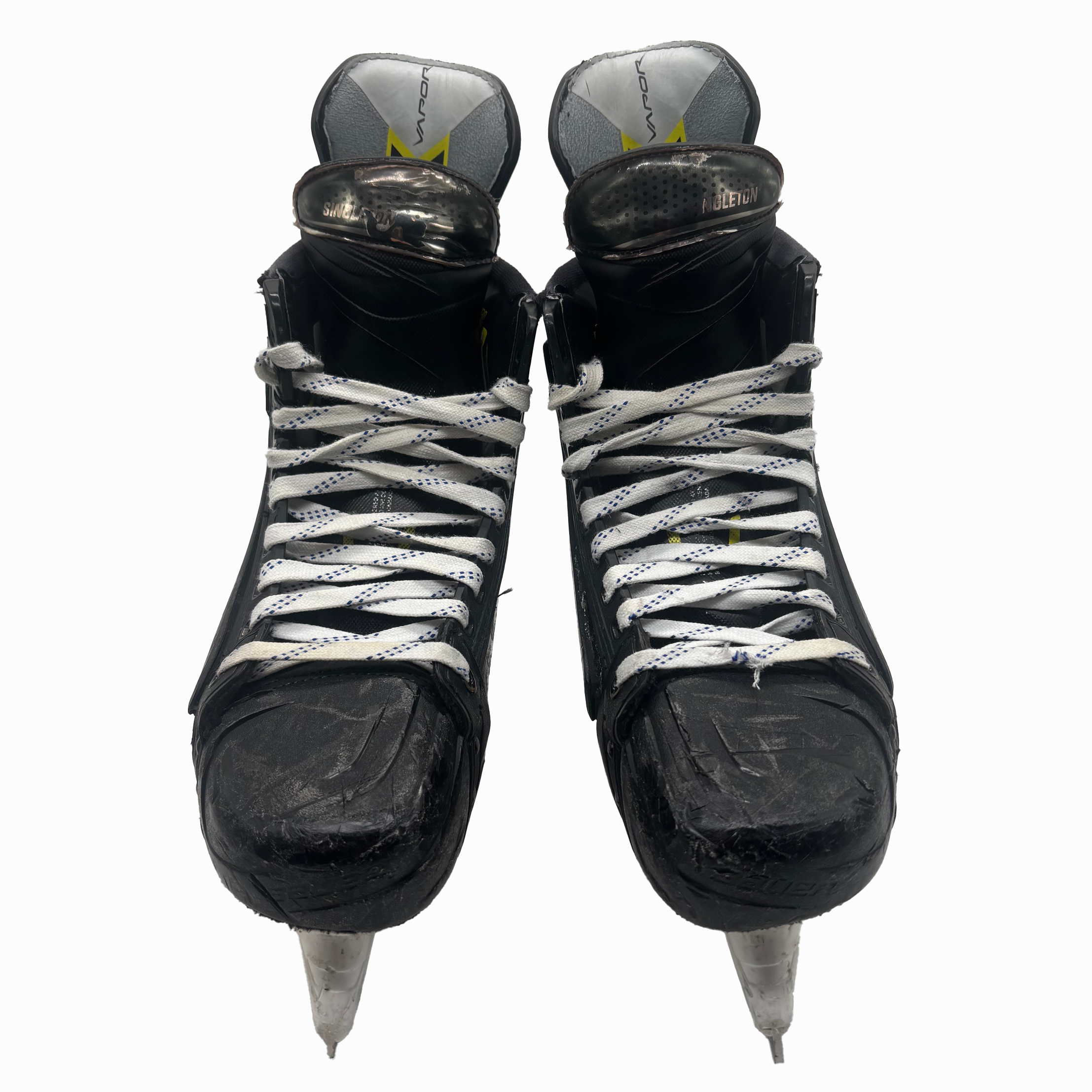 Bauer Vapor Hyperlite 2 - Patins de hockey Pro Stock AHL usagés - Taille 8E avec protections de tir