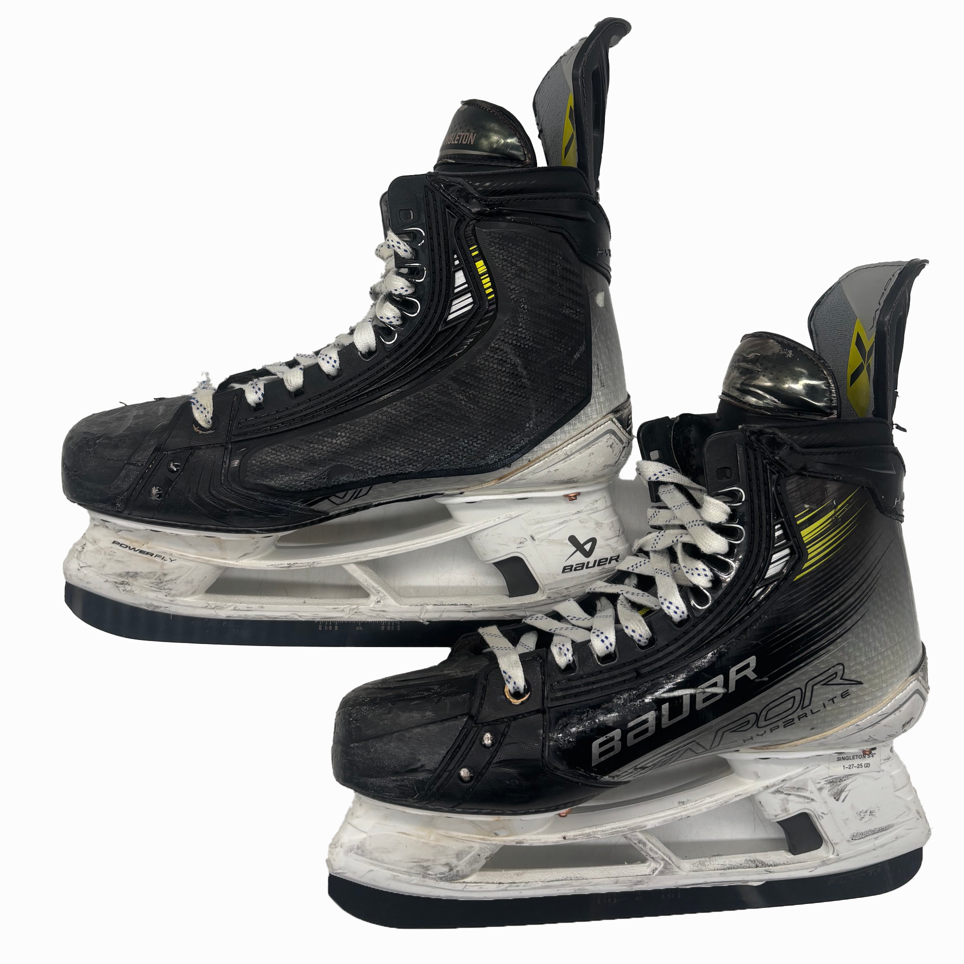 Bauer Vapor Hyperlite 2 - Patins de hockey Pro Stock AHL usagés - Taille 8E avec protections de tir