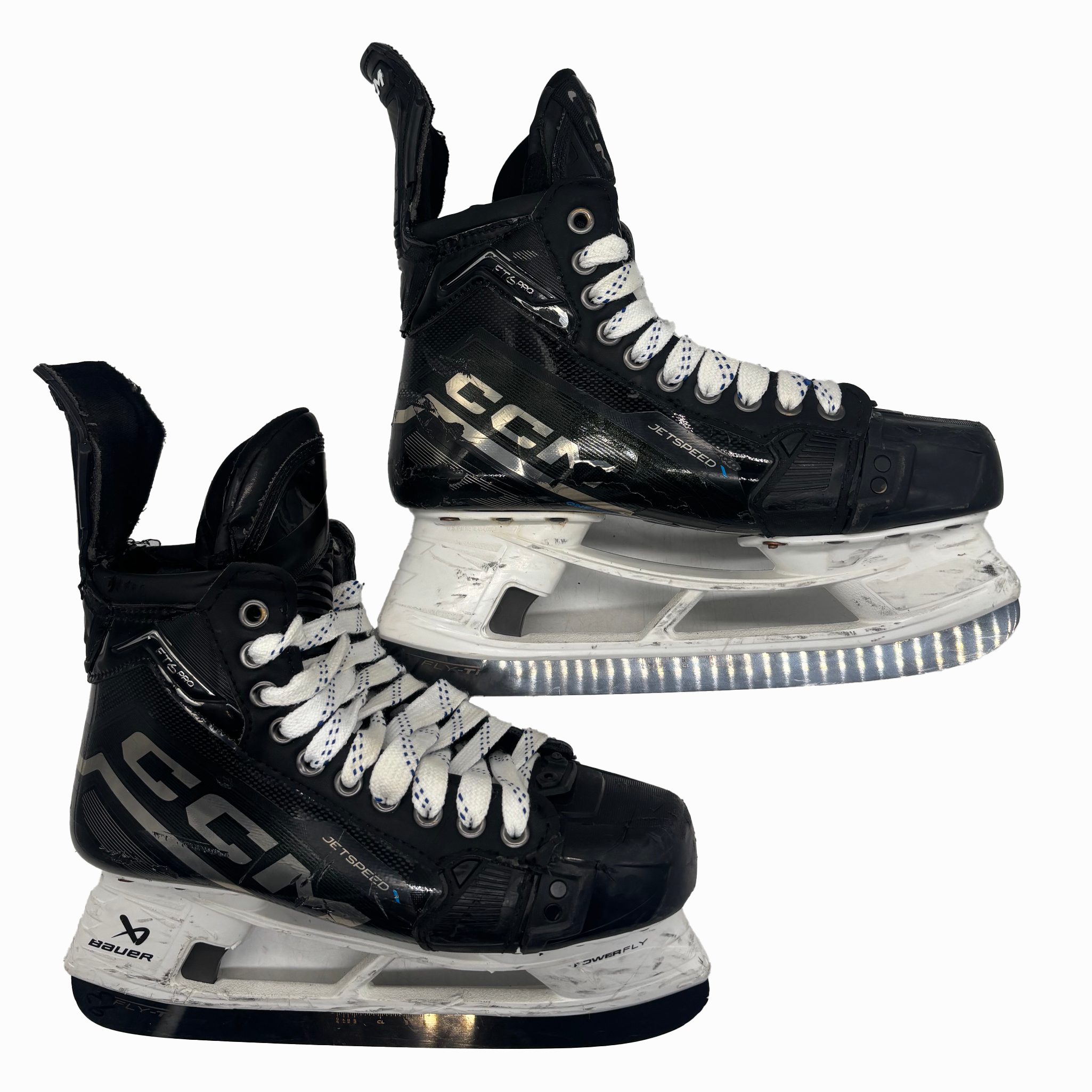 Patins de hockey usagés CCM Jetspeed FT6 Pro - Modèle Pro Stock - Pointure 7.5E (Noir)