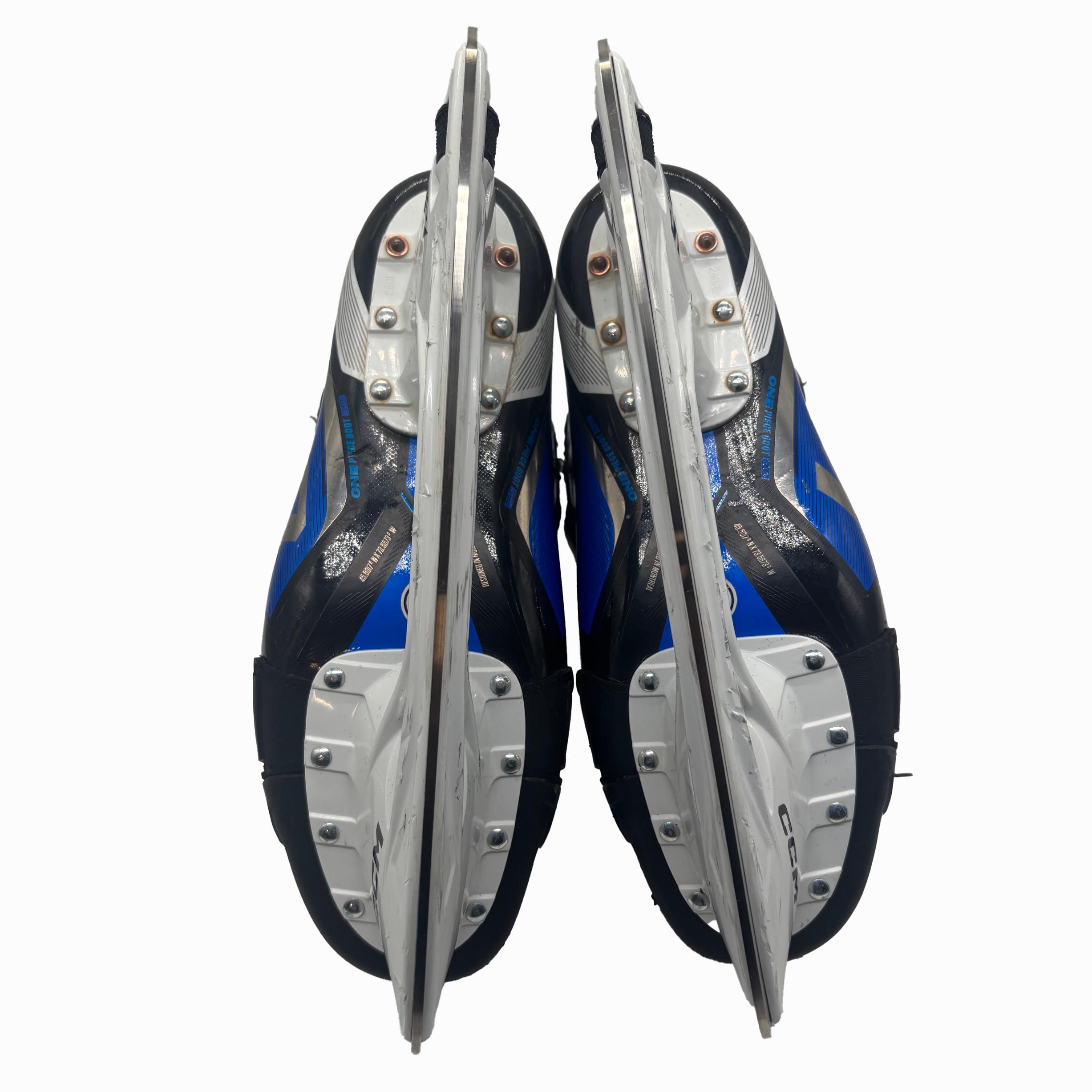 Patin de hockey sur glace professionnel CCM Jetspeed FT6 Pro - Usagé, de stock LNH - Taille 9E (Bleu)