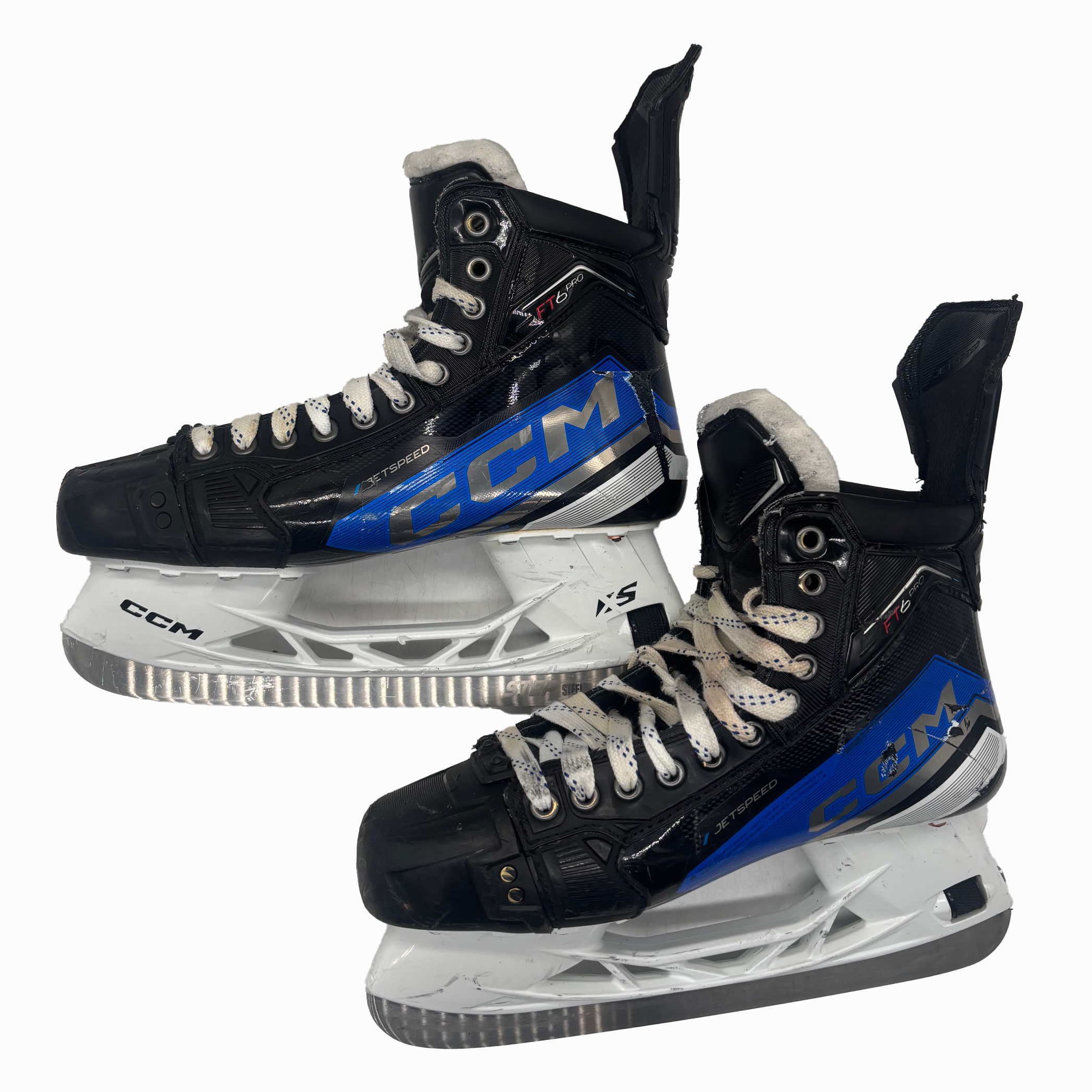 Patin de hockey sur glace professionnel CCM Jetspeed FT6 Pro - Usagé, de stock LNH - Taille 9E (Bleu)
