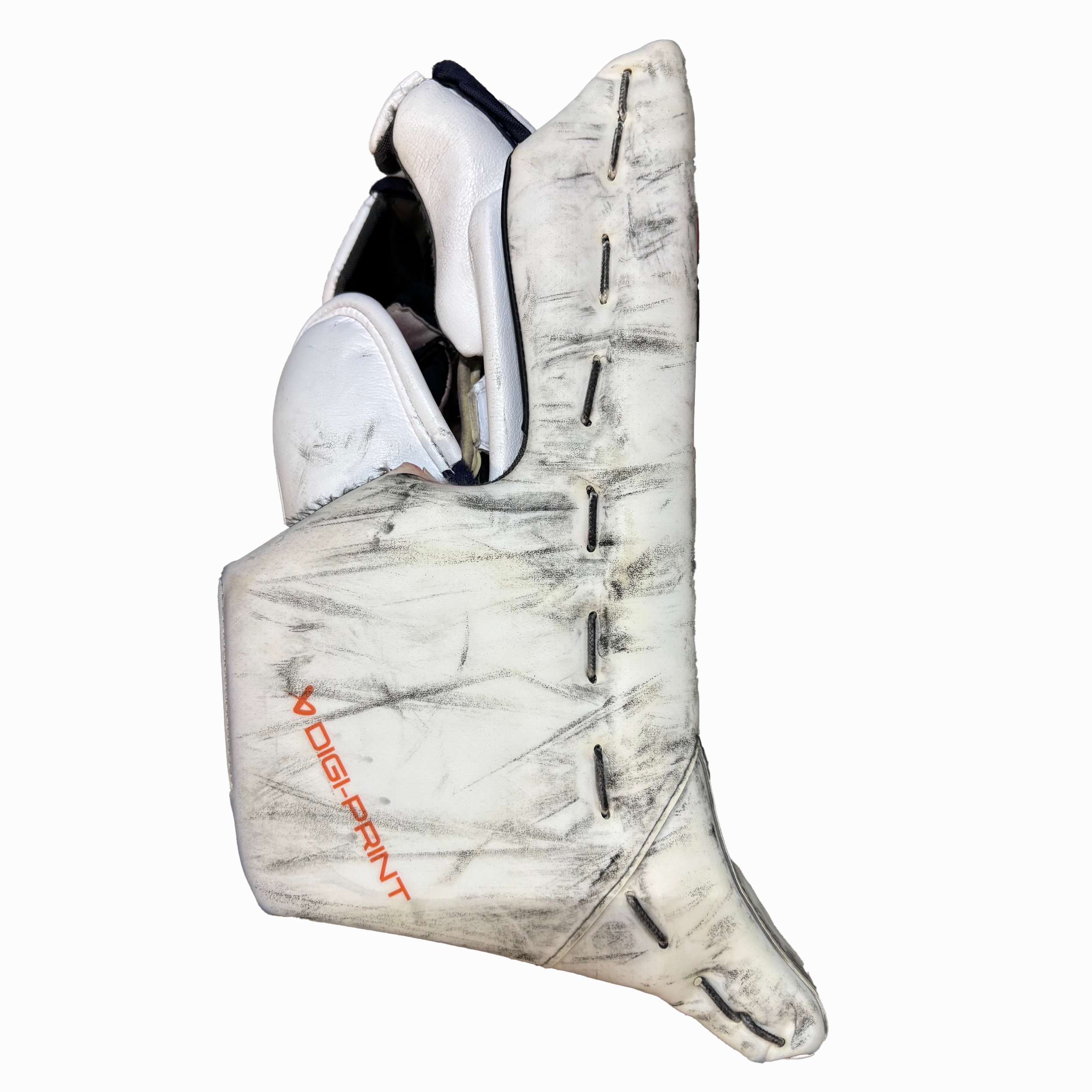 Bauer Supreme Mach - Used Pro Stock Goalie Blocker - (White/Navy/Orange)