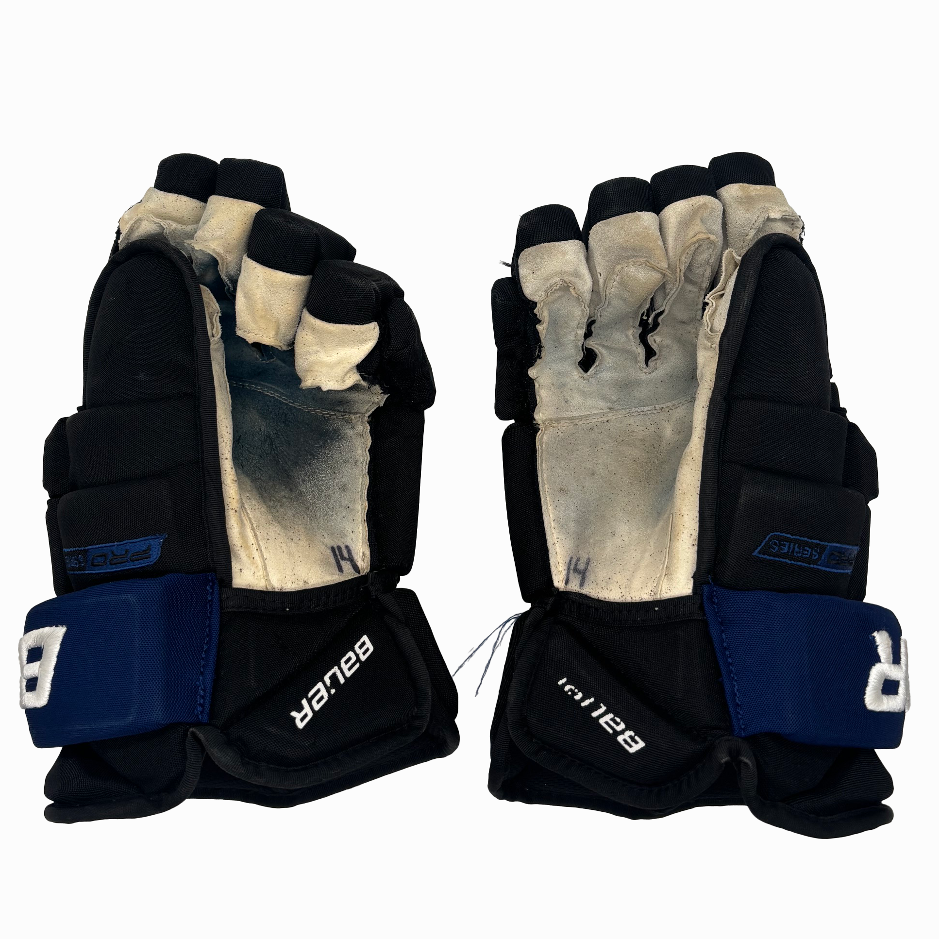 Bauer Pro Series - Used NCAA Pro Stock Hockey Gloves (Black/Blue)