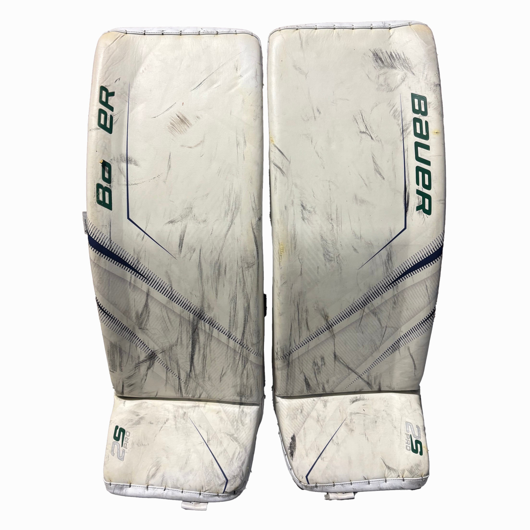 Bauer Supreme 2S Pro - Used Pro Stock Goalie Pads (White/Blue/Green)
