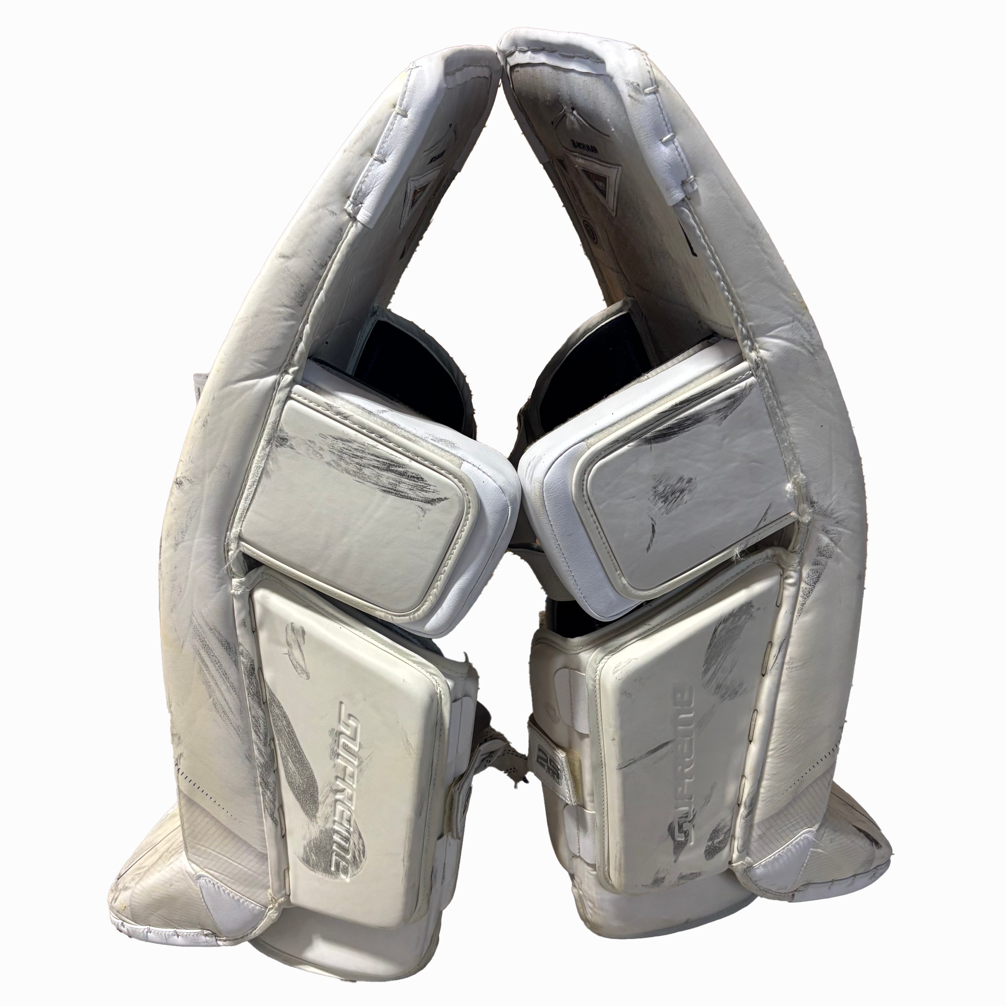 Bauer Supreme 2S Pro - Used Pro Stock Goalie Pads (White/Blue/Green)