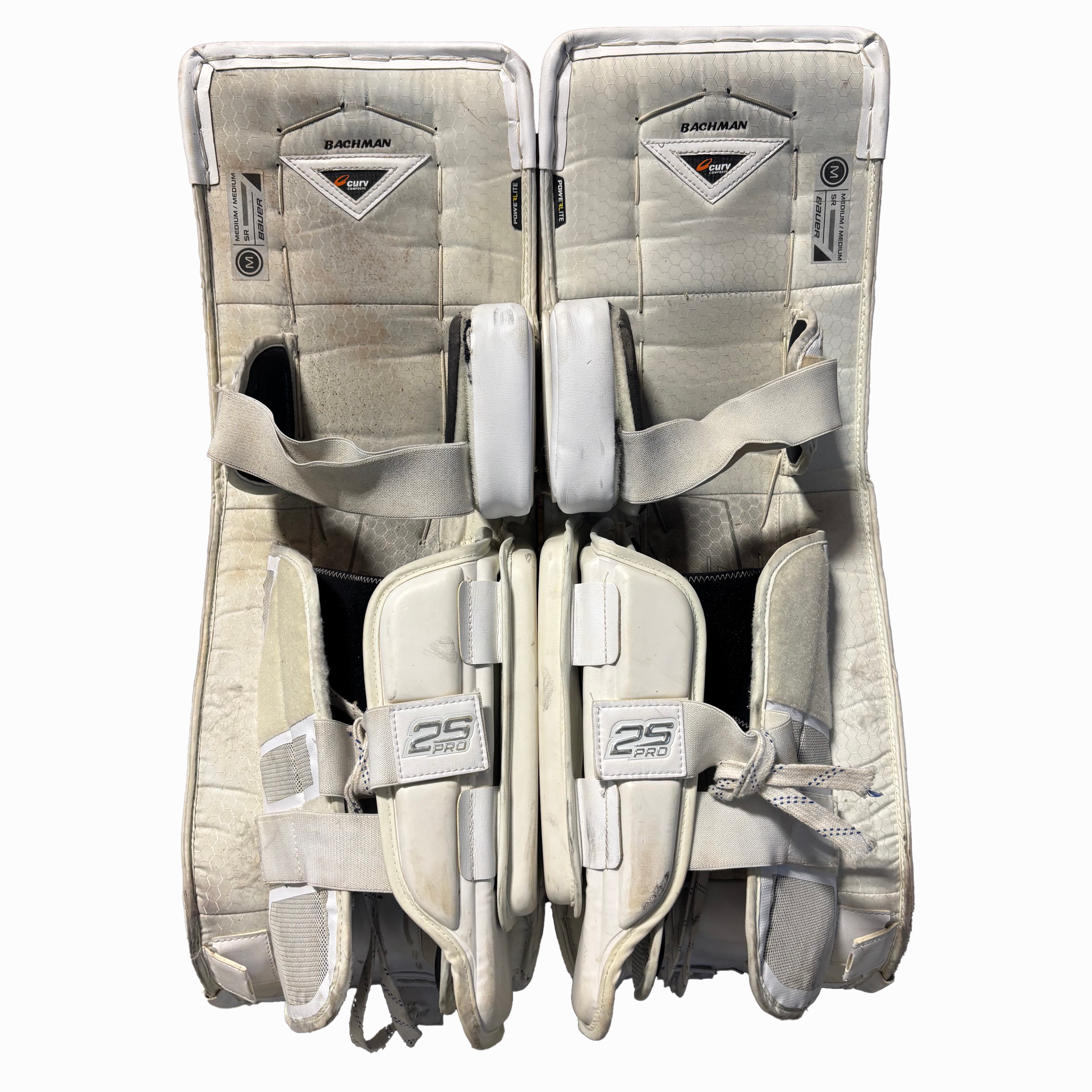 Bauer Supreme 2S Pro - Used Pro Stock Goalie Pads (White/Blue/Green)
