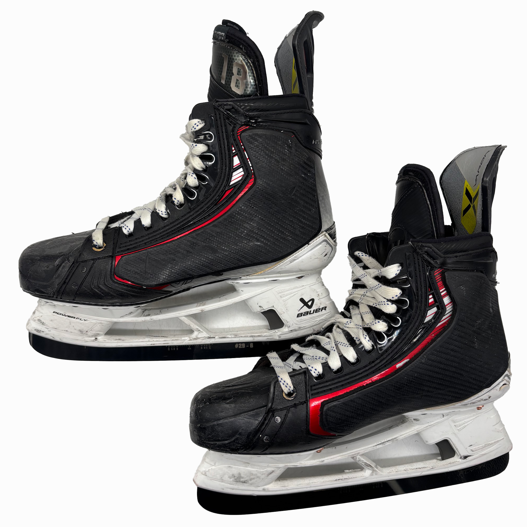 Bauer Vapor Hyperlite 2 - Used Pro Stock Hockey Skates With Shot Blockers - Size 9E (Red)
