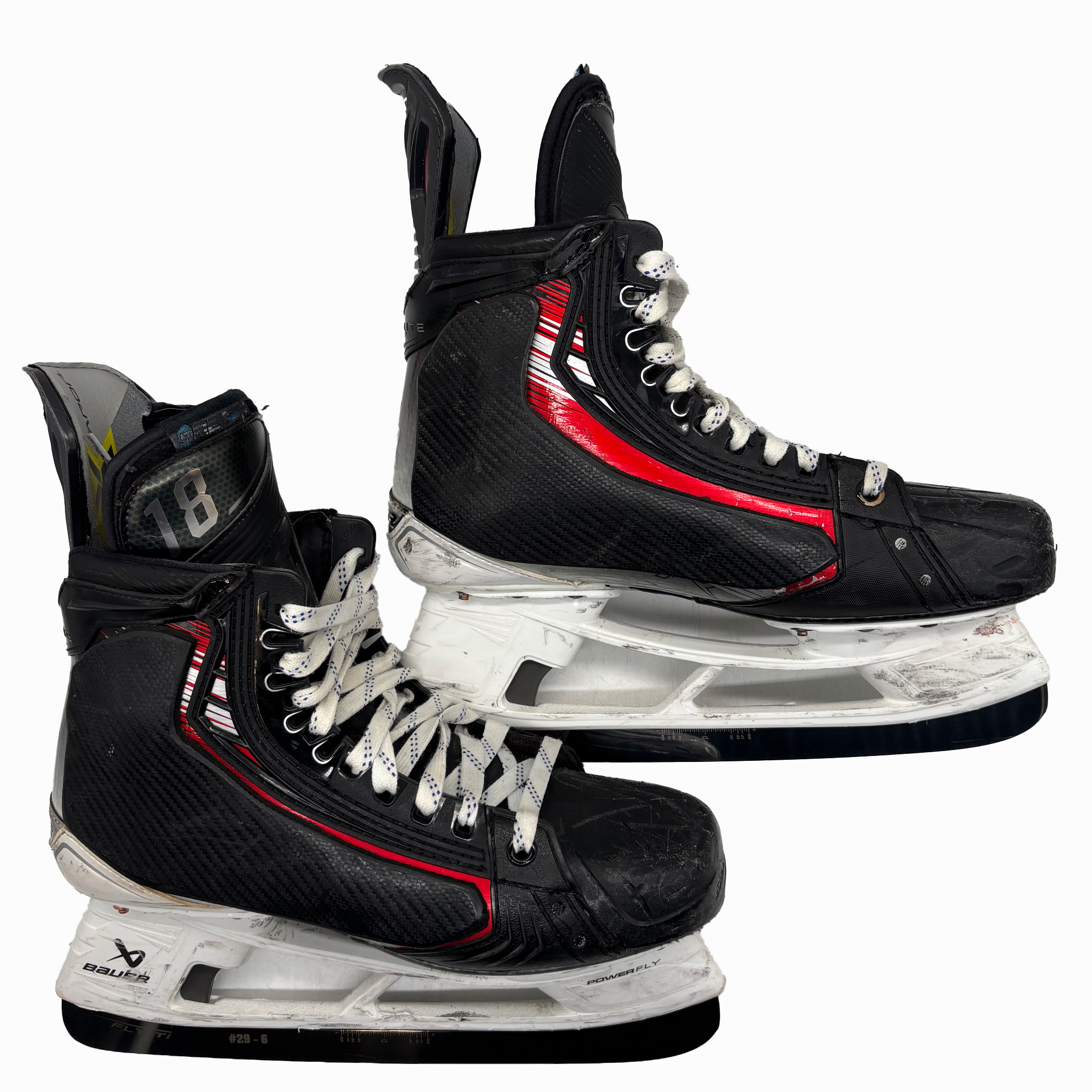 Bauer Vapor Hyperlite 2 - Used Pro Stock Hockey Skates With Shot Blockers - Size 9E (Red)