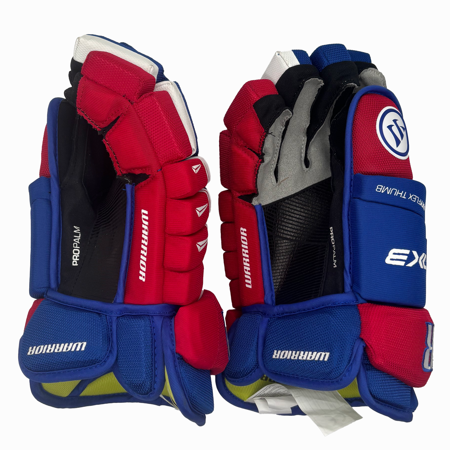 Warrior Alpha DX3 Gloves - Senior (Blue/Red/White)