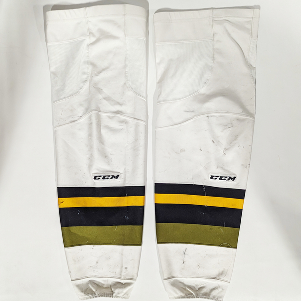 OHL - Used CCM Hockey Sock (White/Green/Yellow)