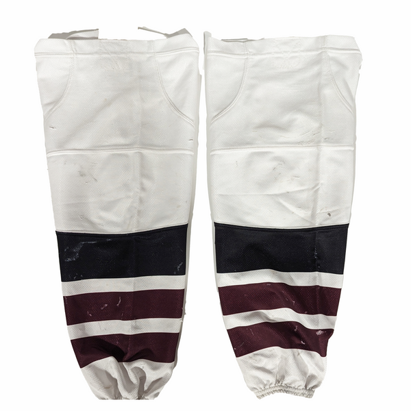 NCAA - Used Hockey Socks (White/Black/Burgundy)
