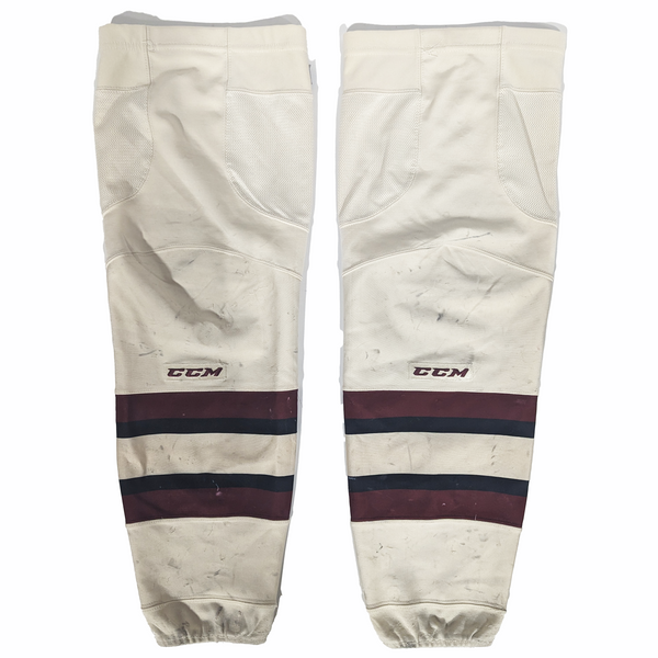 OHL - Used CCM Hockey Sock (Cream/Maroon/Black)