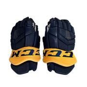 CCM HG42 - Used Pro Stock Hockey Gloves (Navy/Yellow) #2