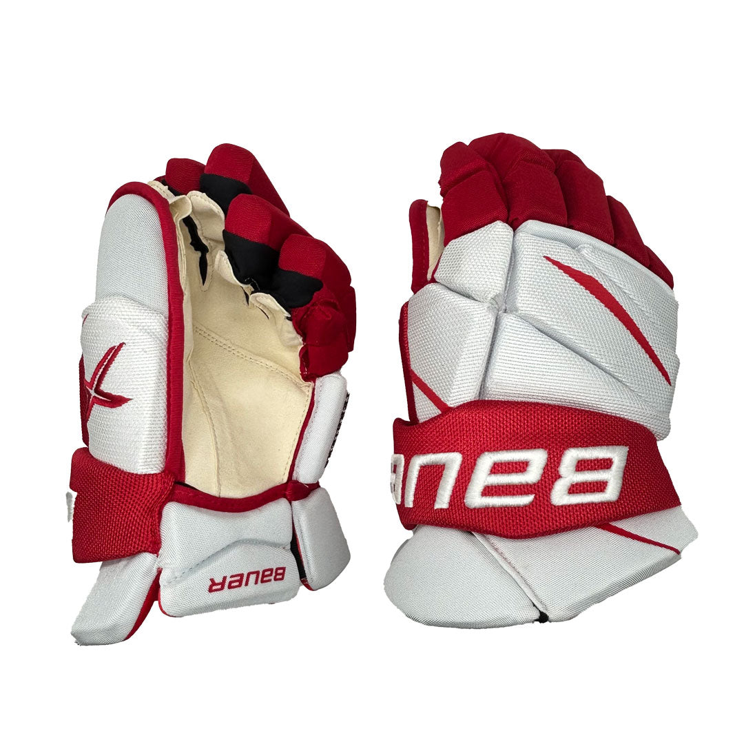 Bauer Vapor 2X Pro- NCAA Pro Stock Hockey Gloves (White/Red)