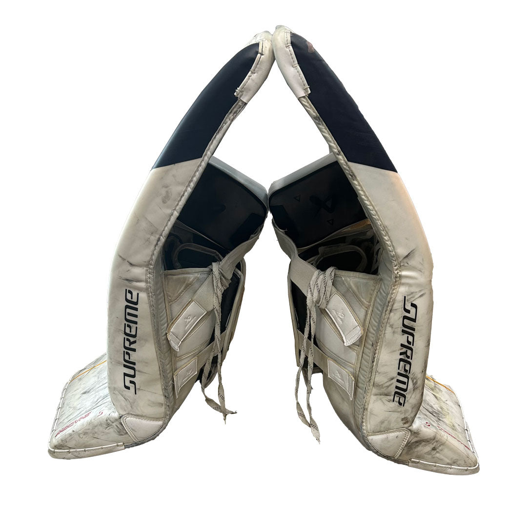 Bauer Supreme Shadow - Used Pro Stock Goalie Pads (White/Navy/Yellow)