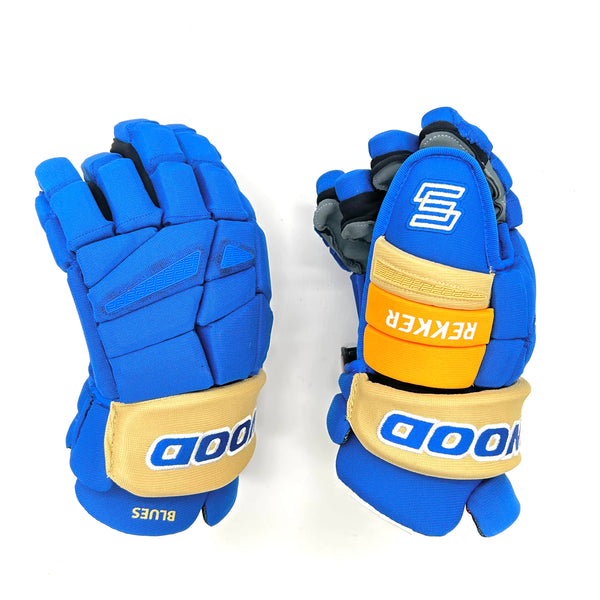 Sherwood Rekker Legend Pro - NHL Pro Stock Glove - St. Louis Blues (Blue/Yellow/Beige)