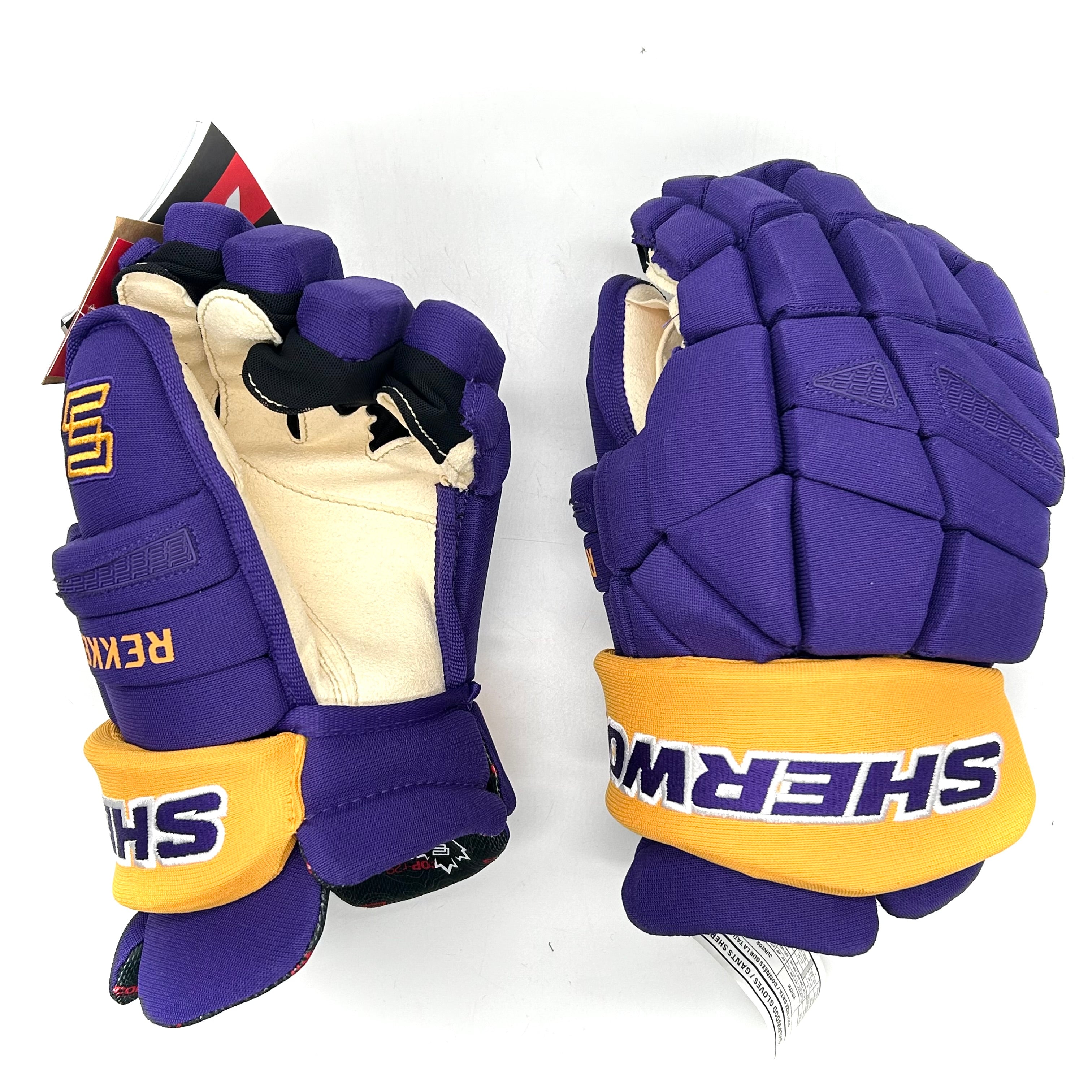 Sherwood Rekker Legend Pro - NHL Pro Stock Glove - Pro Palm - Los Angeles Kings (Purple/Yellow)