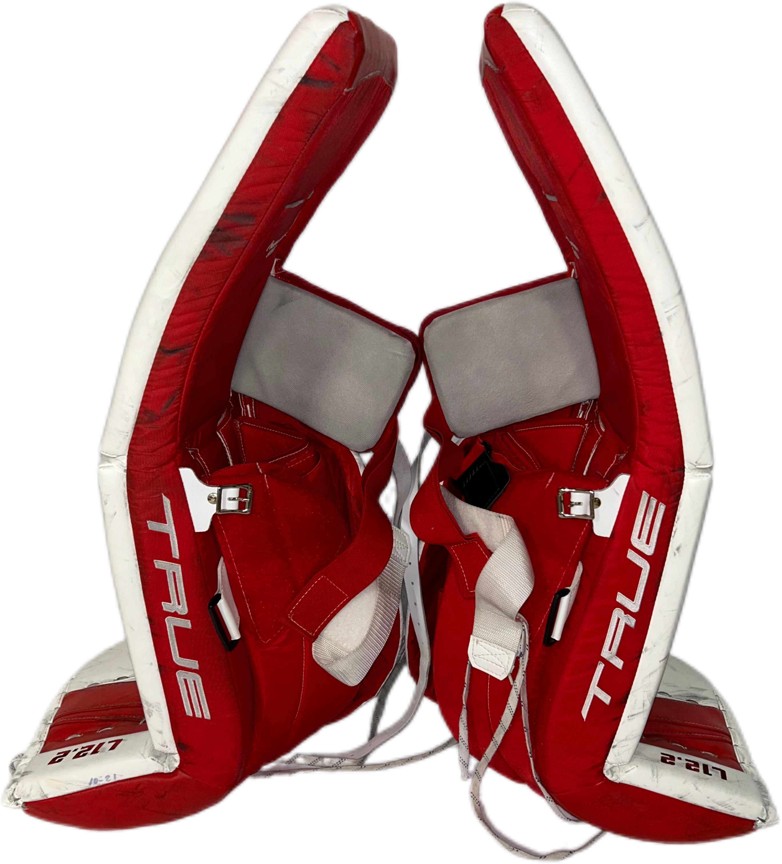 TRUE L12.2 - Used Pro Stock Goalie Pads (White/Red)