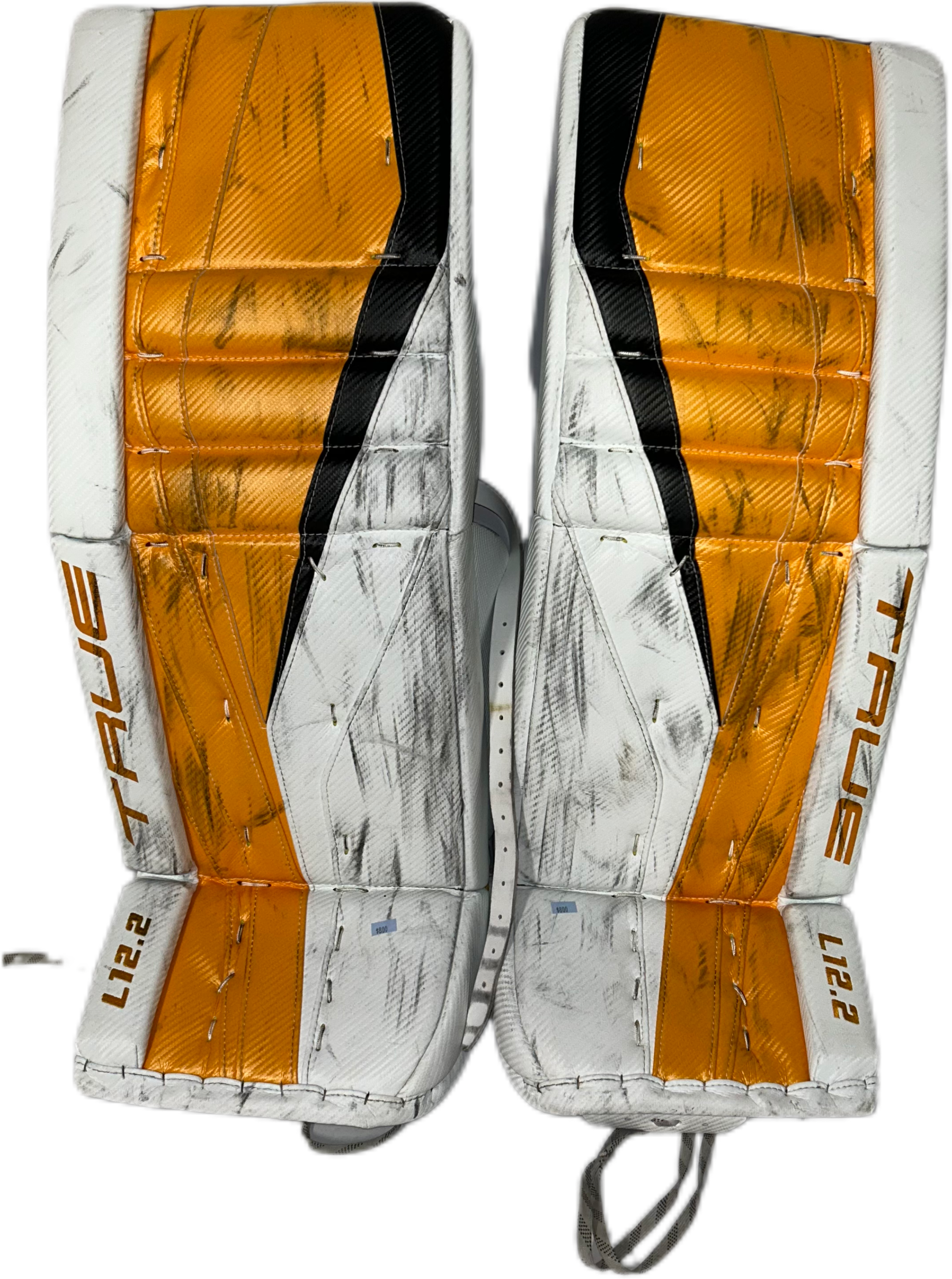 TRUE L12.2 - Used Pro Stock Goalie Pads (White/Yellow/Black)