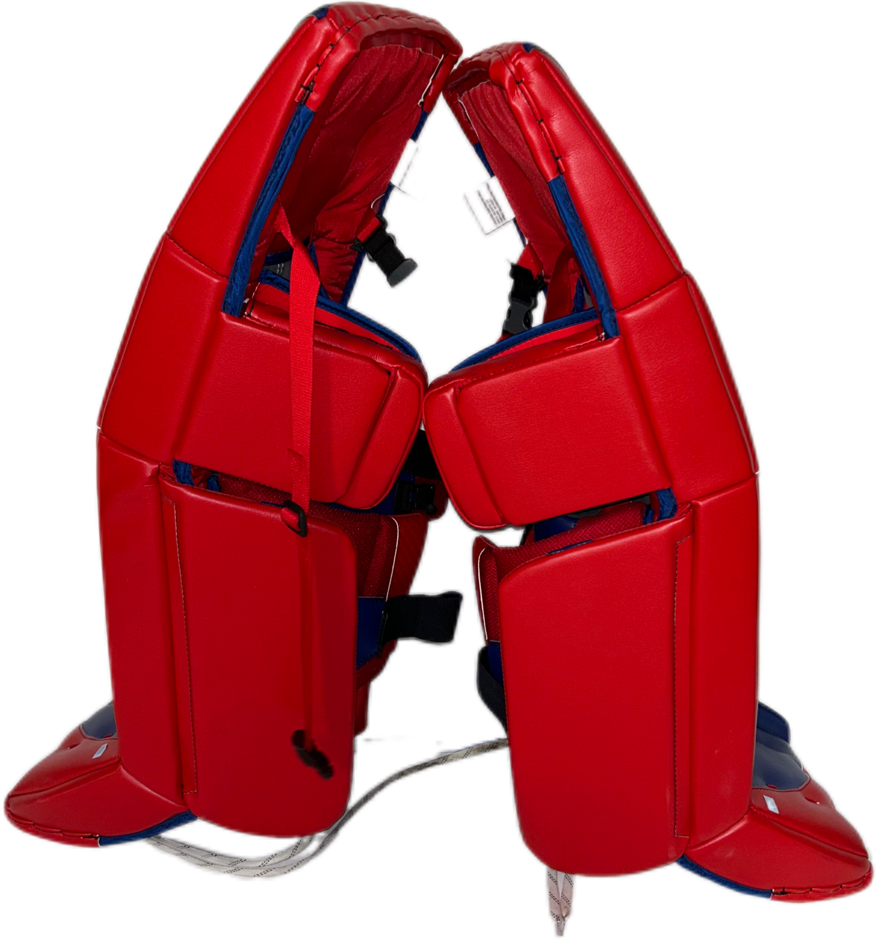 Vaughn Velocity V9 - NHL Pro Stock Goalie Pads - Keith Kinkaid (Red/Blue)