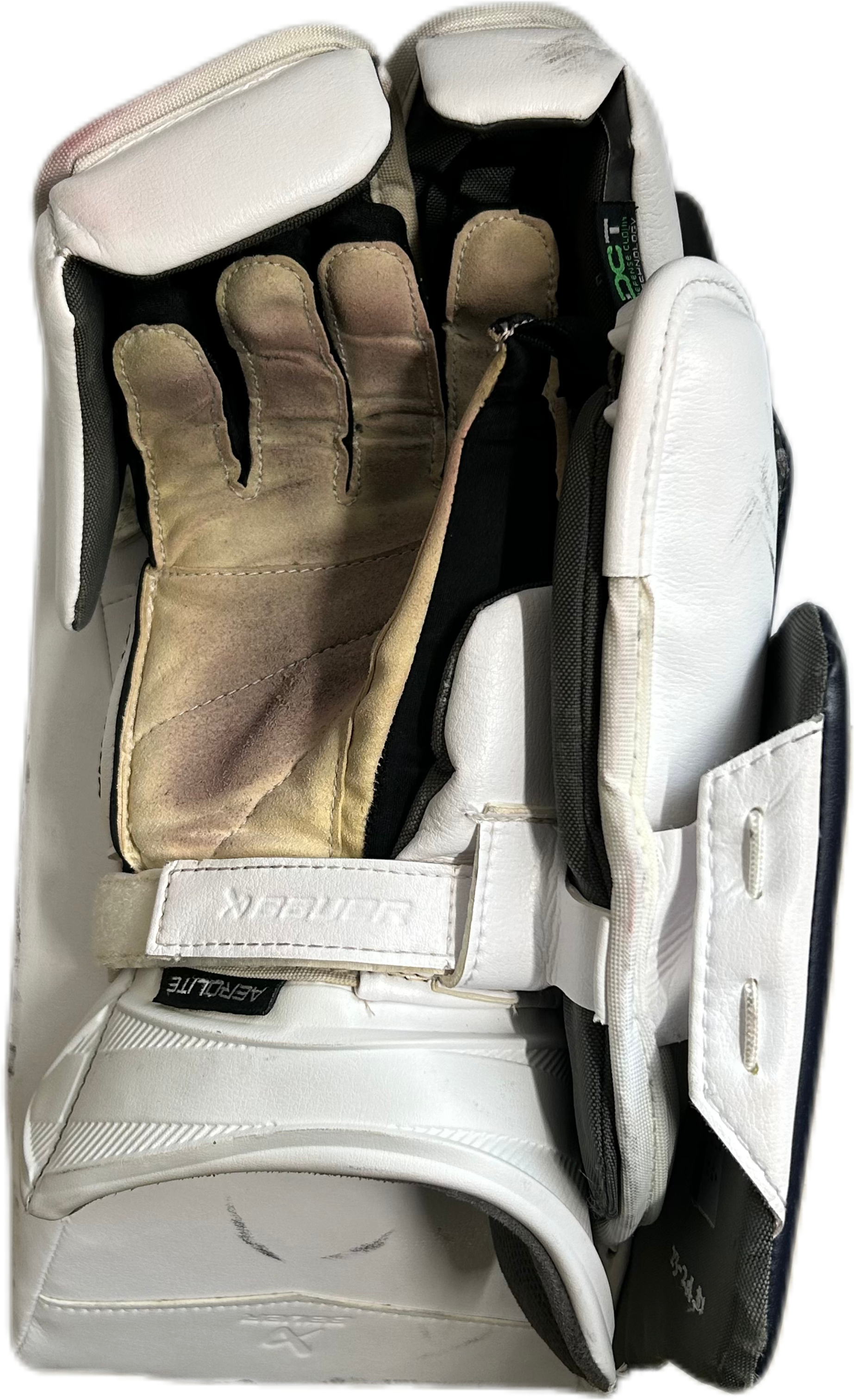 Bauer Vapor Hyperlite 2 - Used Pro Stock Goalie Blocker (White/Navy)