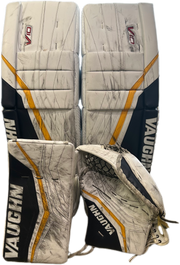 Vaughn Velocity V10 - Used Pro Stock Goalie Full Set (White/Navy/Yellow)