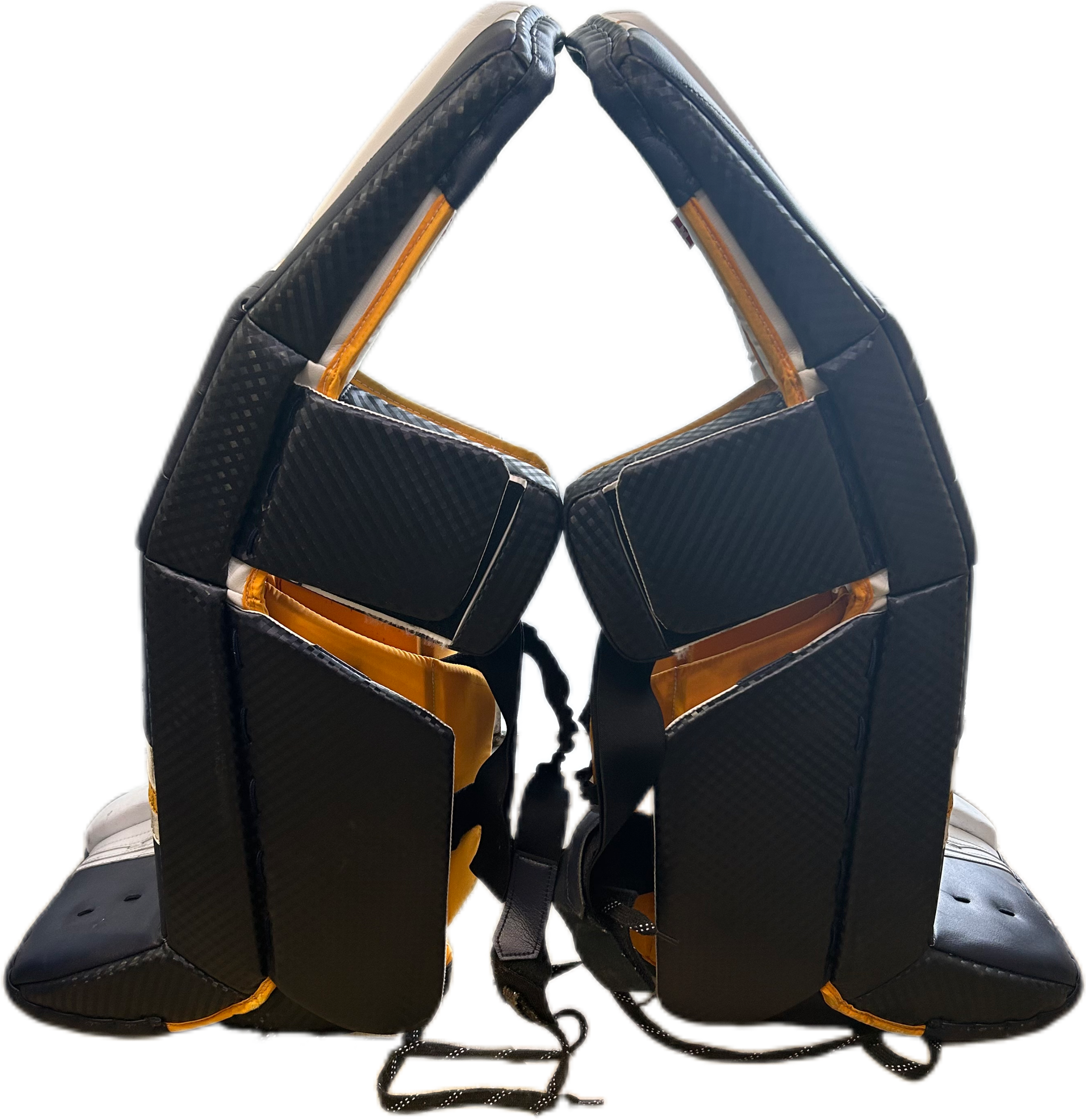 Vaughn Velocity V10 - Used Pro Stock Goalie Pads (White/Navy/Yellow)