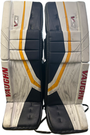 Vaughn Velocity V10 - Used Pro Stock Goalie Pads (White/Navy/Yellow)