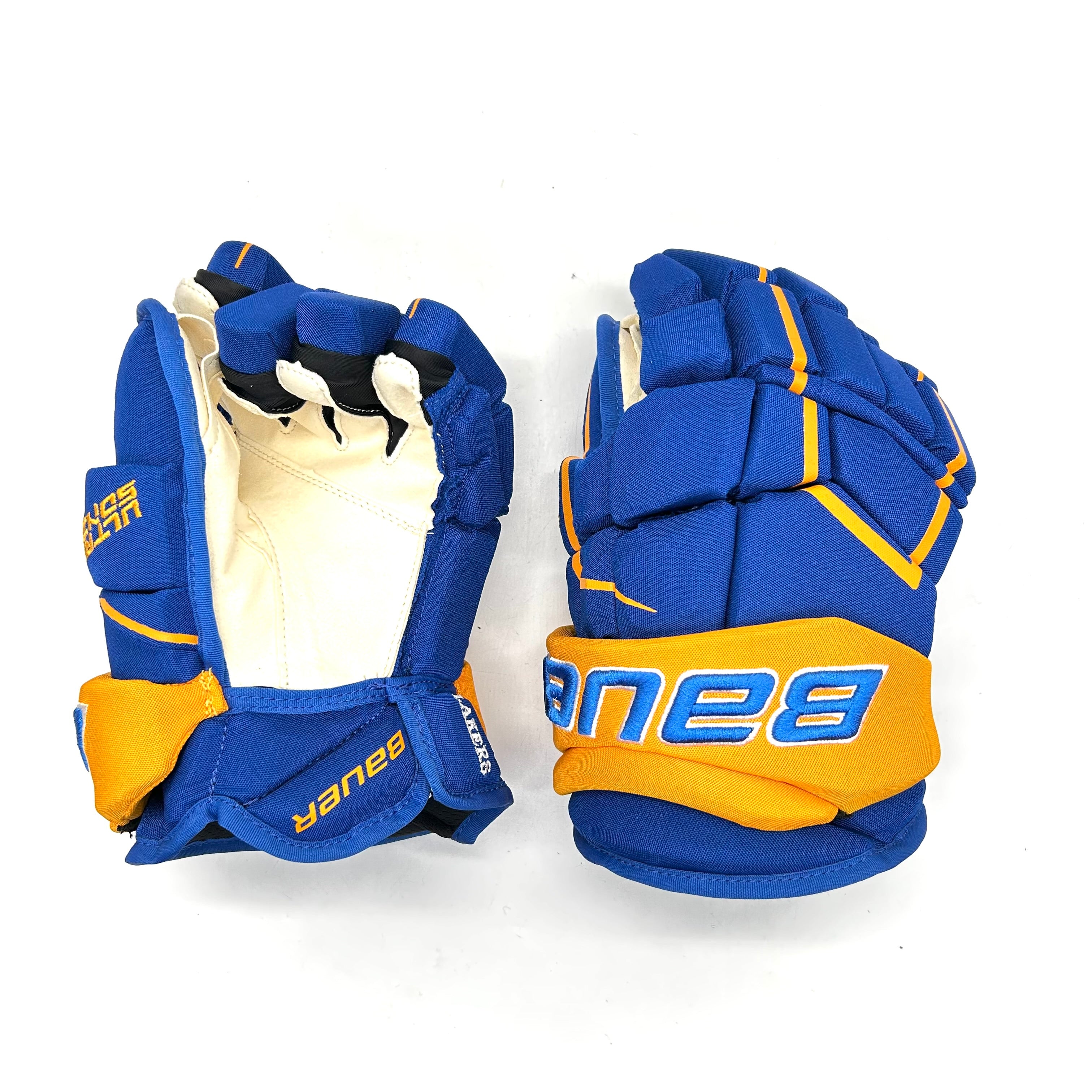 Bauer Supreme Ultrasonic - NCAA Pro Stock Hockey Gloves (Blue/Yellow)