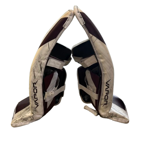Bauer Vapor Hyperlite 2 - Used Pro Stock Goalie Pads (White/Maroon)