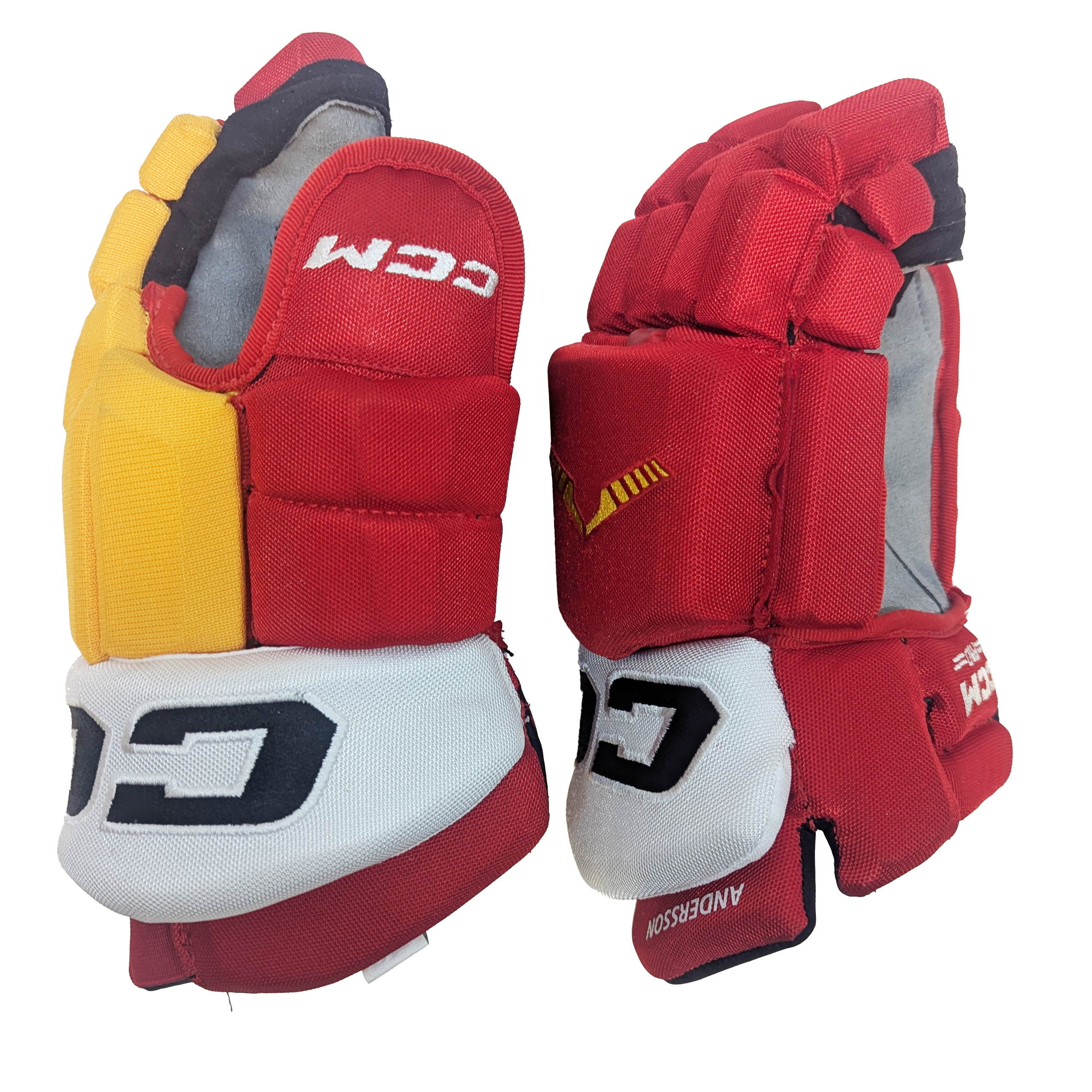 CCM HGTKPP- NHL Pro Stock Glove - Rasmus Andersson (Red/Yellow/White)