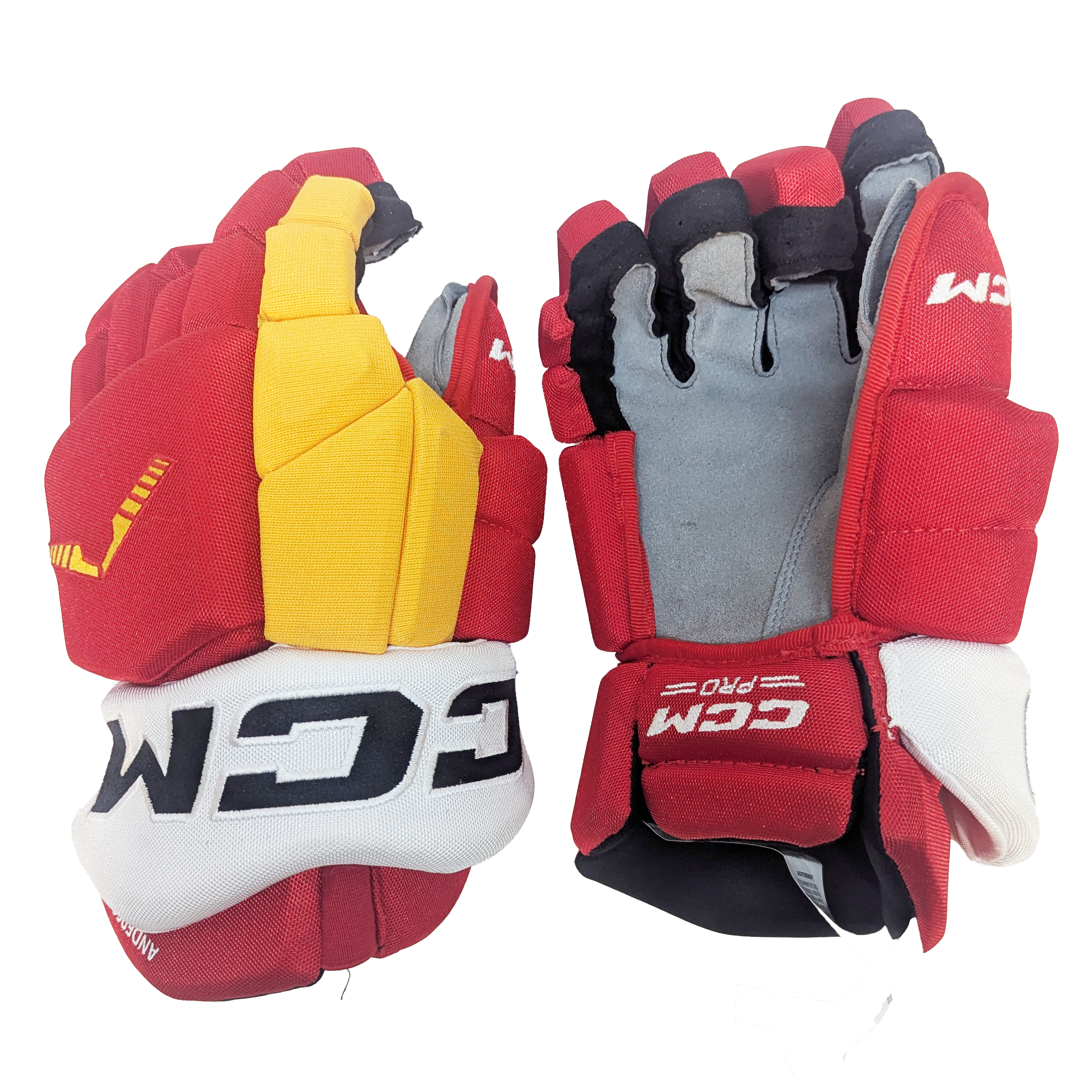 CCM HGTKPP- NHL Pro Stock Glove - Rasmus Andersson (Red/Yellow/White)