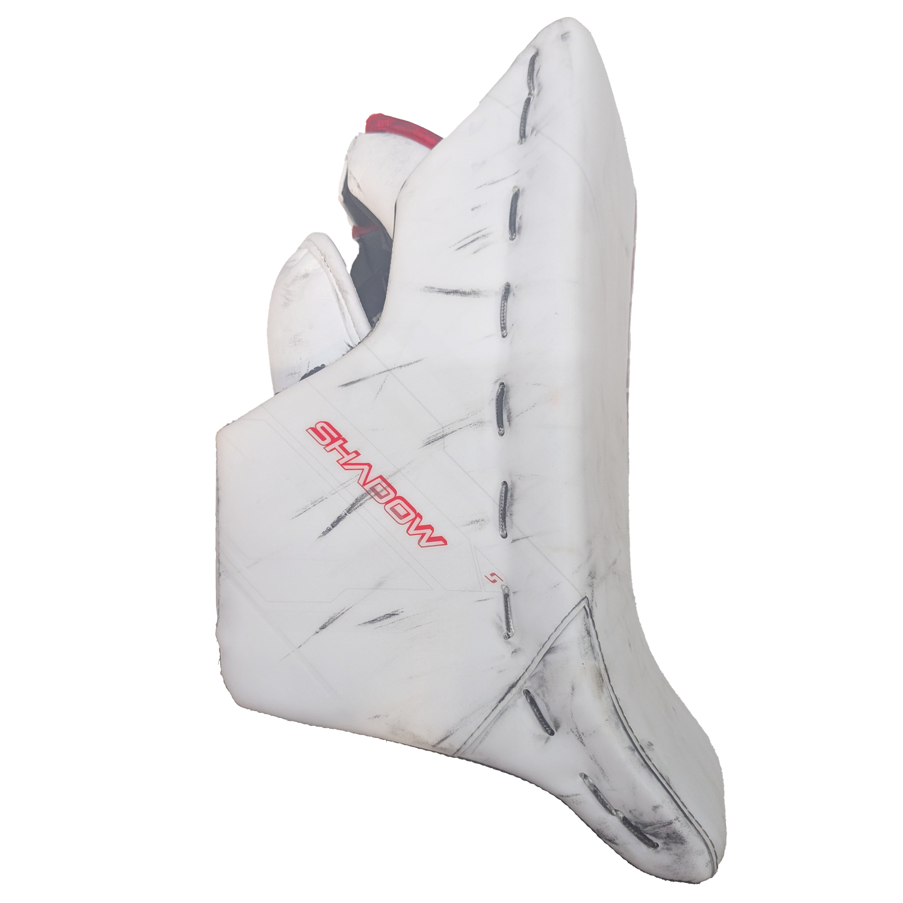 Bauer Supreme Shadow - NCAA Used Pro Stock Goalie Blocker (White/Red)
