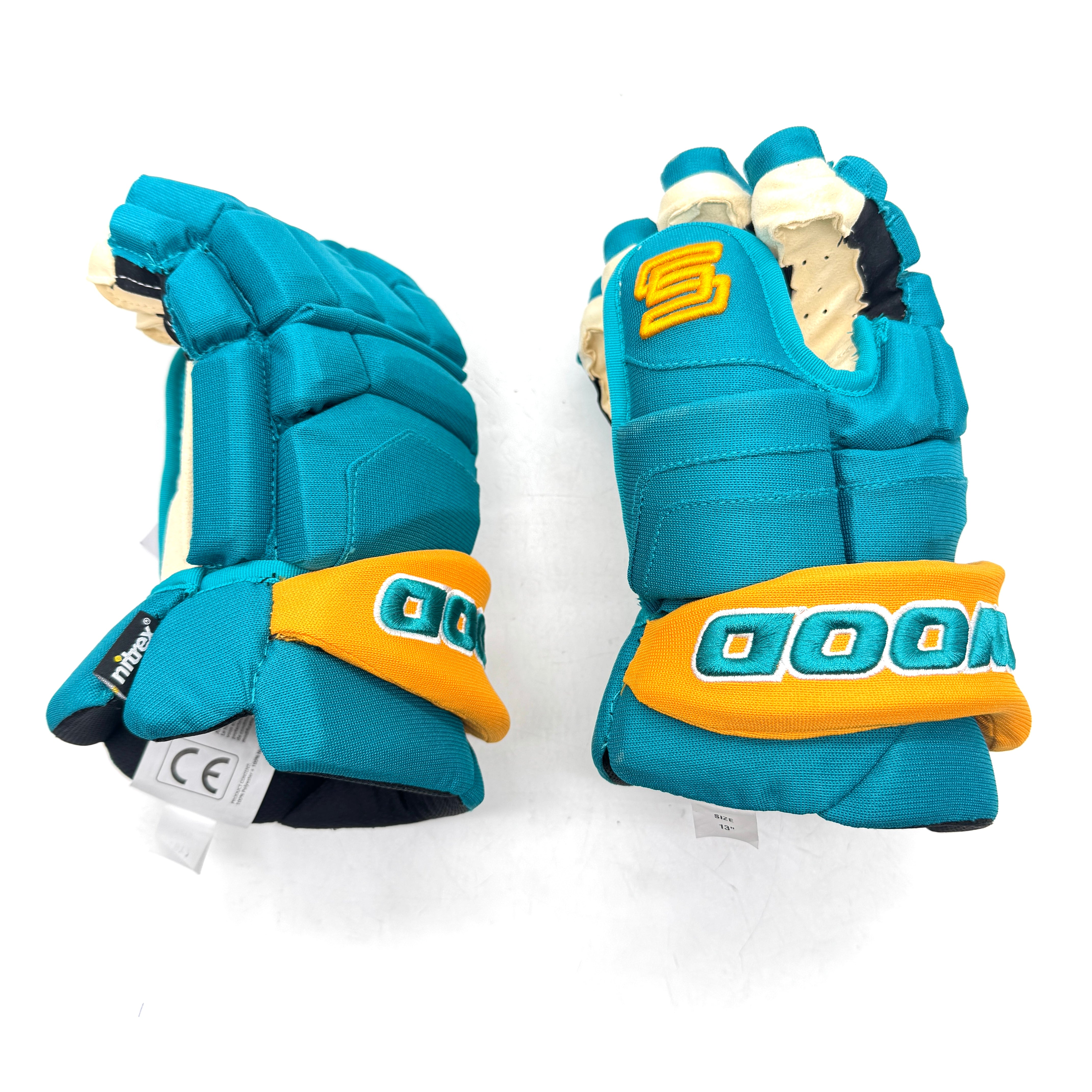 Sherwood Pro - Gant de hockey Pro Stock LNH - San Jose Sharks (Turquoise/Or)