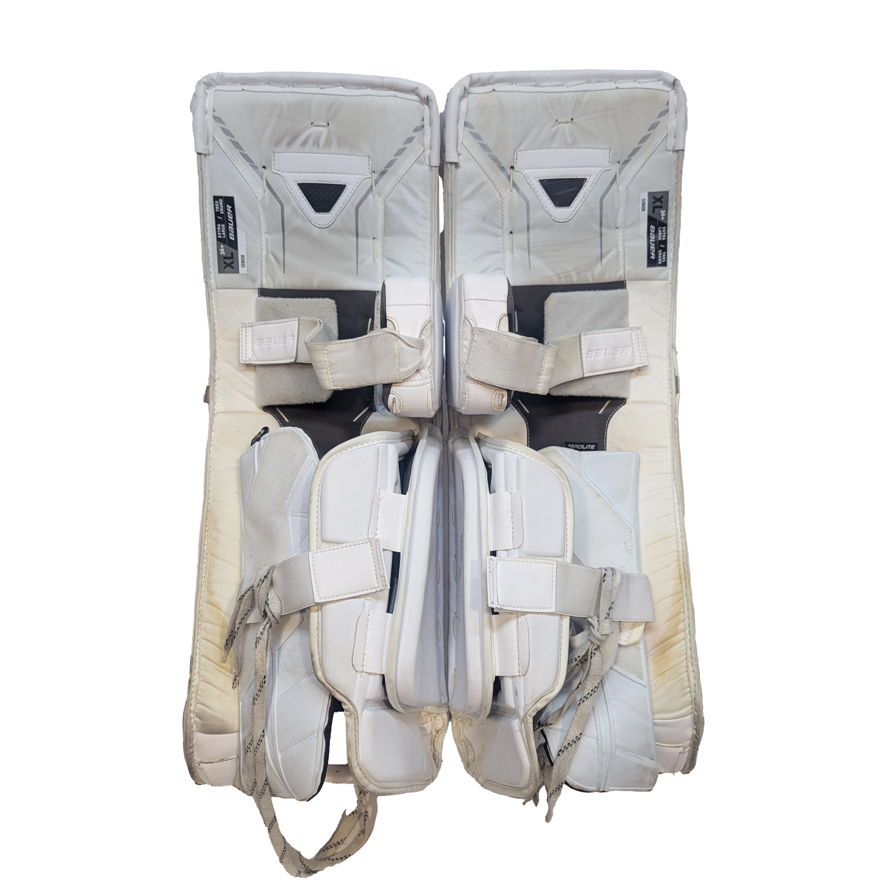 Bauer Supreme Mach - USHL Used Pro Stock Goalie Pads (White/Silver)