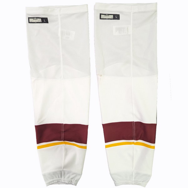 NCAA - Used CCM Hockey Socks (White/Maroon/Yellow)