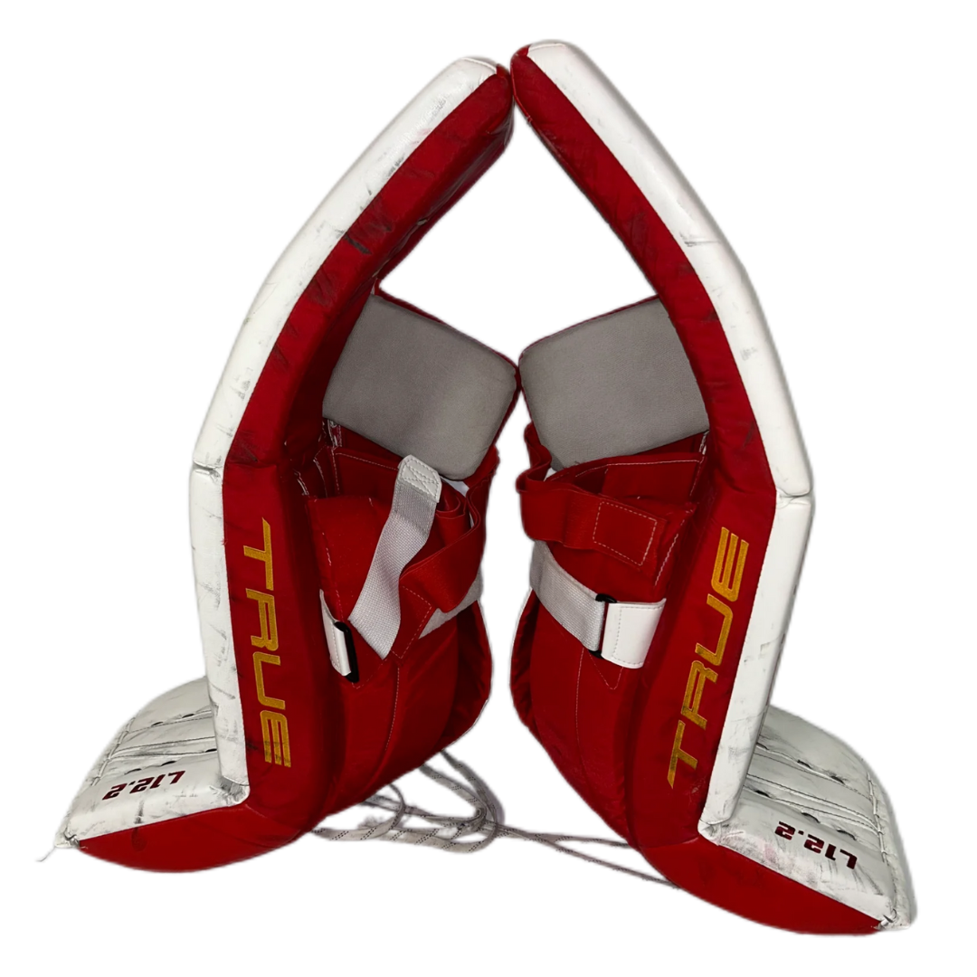 TRUE L12.2 - Used Pro Stock Goalie Pads (White/Red/Yellow)