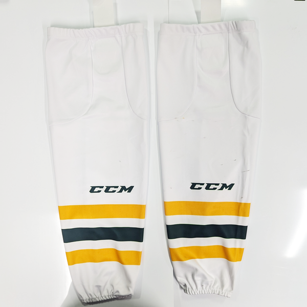 NCAA - Used CCM Hockey Socks (White/Yellow/Green)