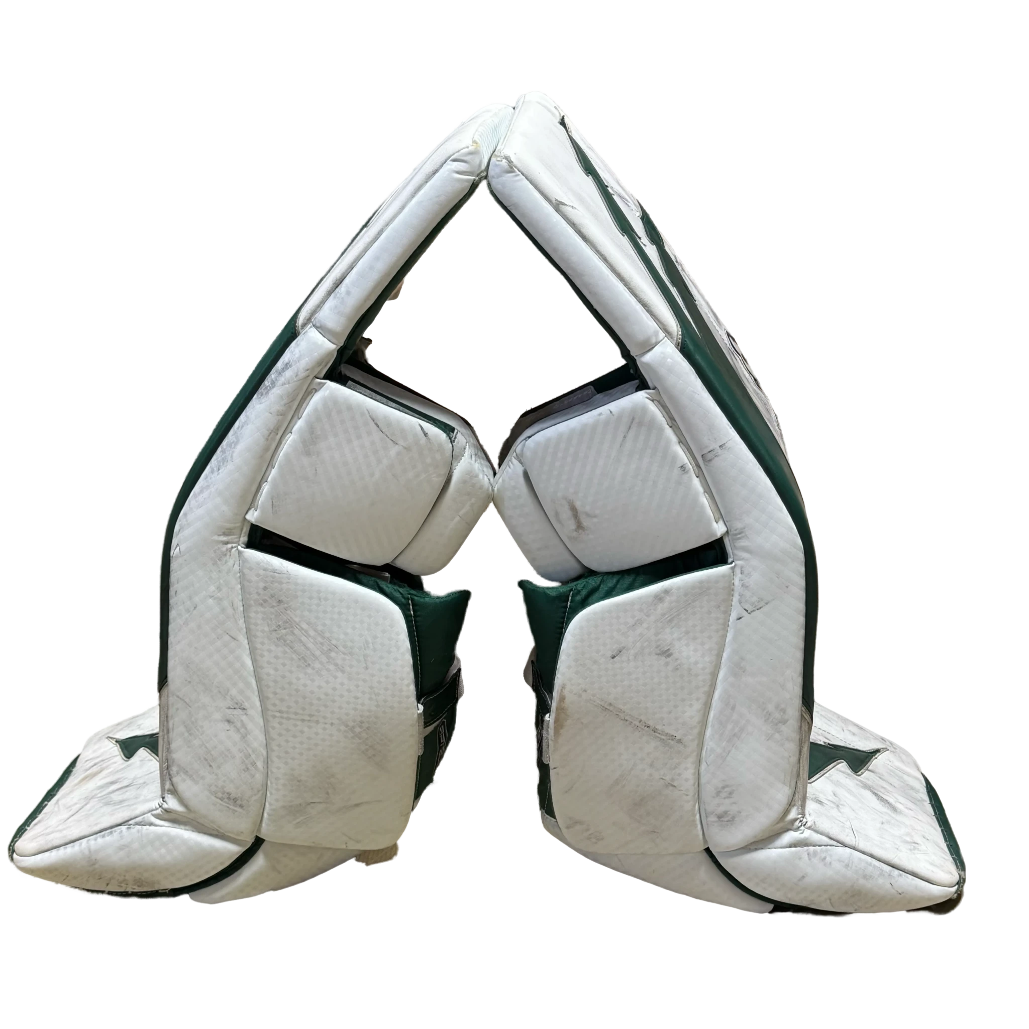 Brian's Optik 3 - Used Pro Stock Goalie Pads (White/Green)