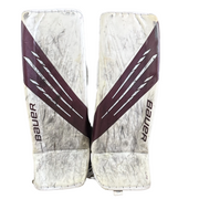 Bauer Vapor Hyperlite - Used NCAA Pro Stock Goalie Pads (White/Maroon)