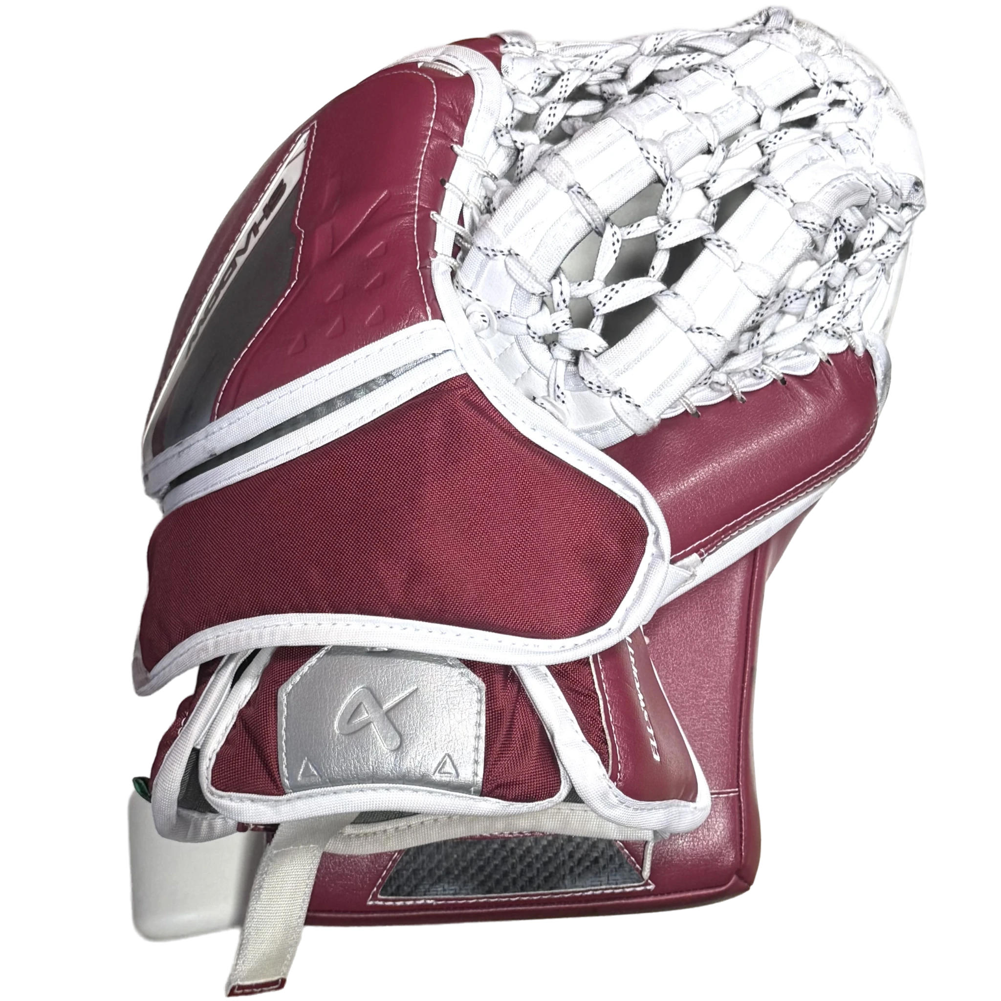 Bauer Supreme Shadow - Used Pro Stock Goalie Glove (White/Maroon/Black)