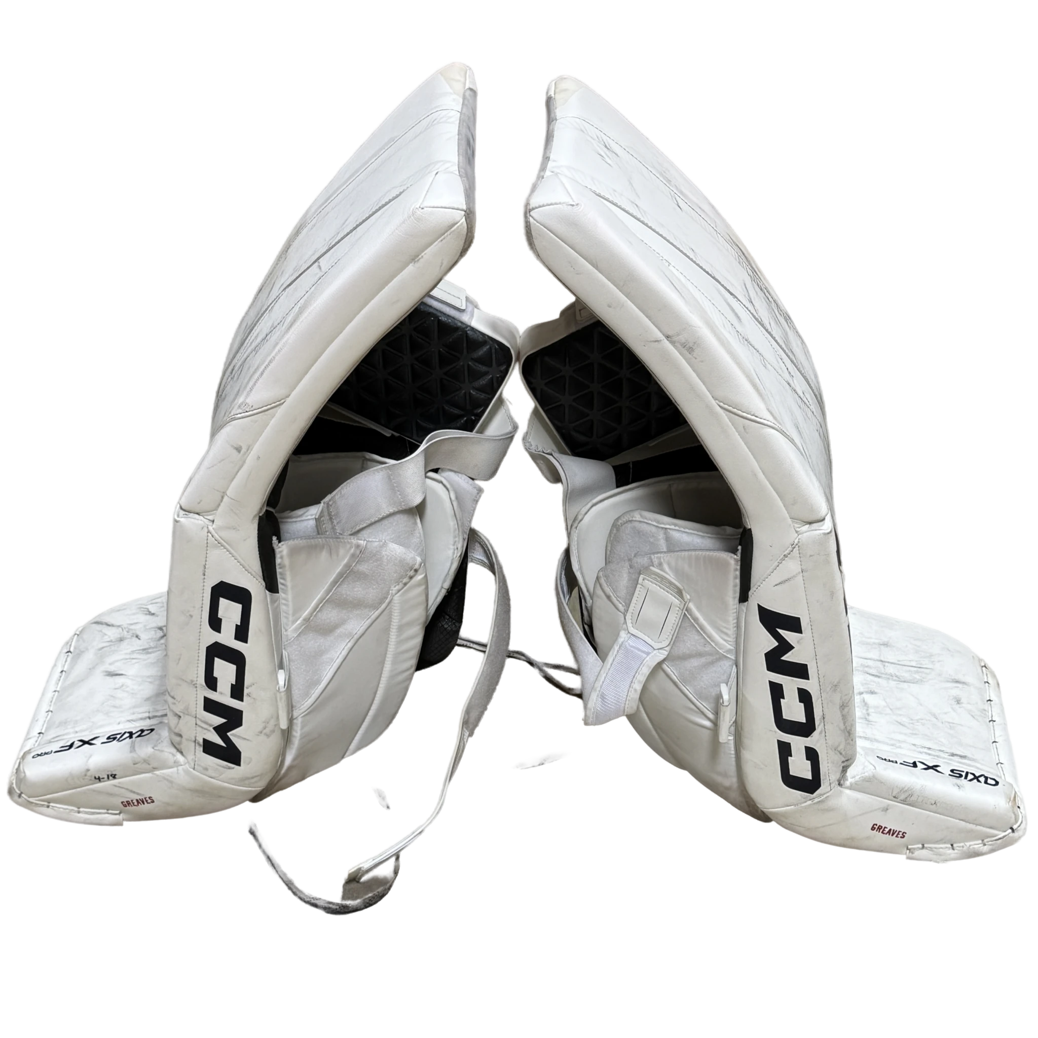 CCM XF Pro - Used AHL Pro Stock Goalie Pads (White/Navy)