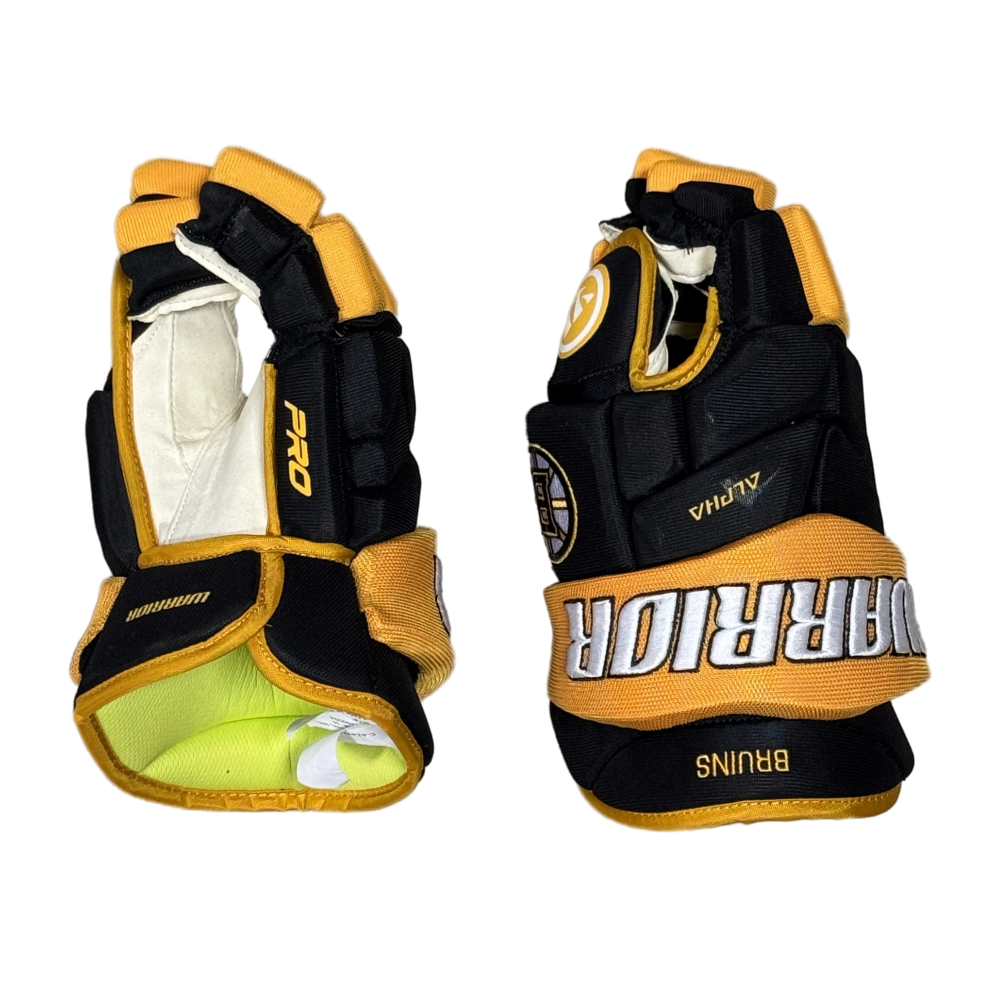 Warrior Alpha Pro - NHL Pro Stock Hockey Gloves (Boston Bruins)