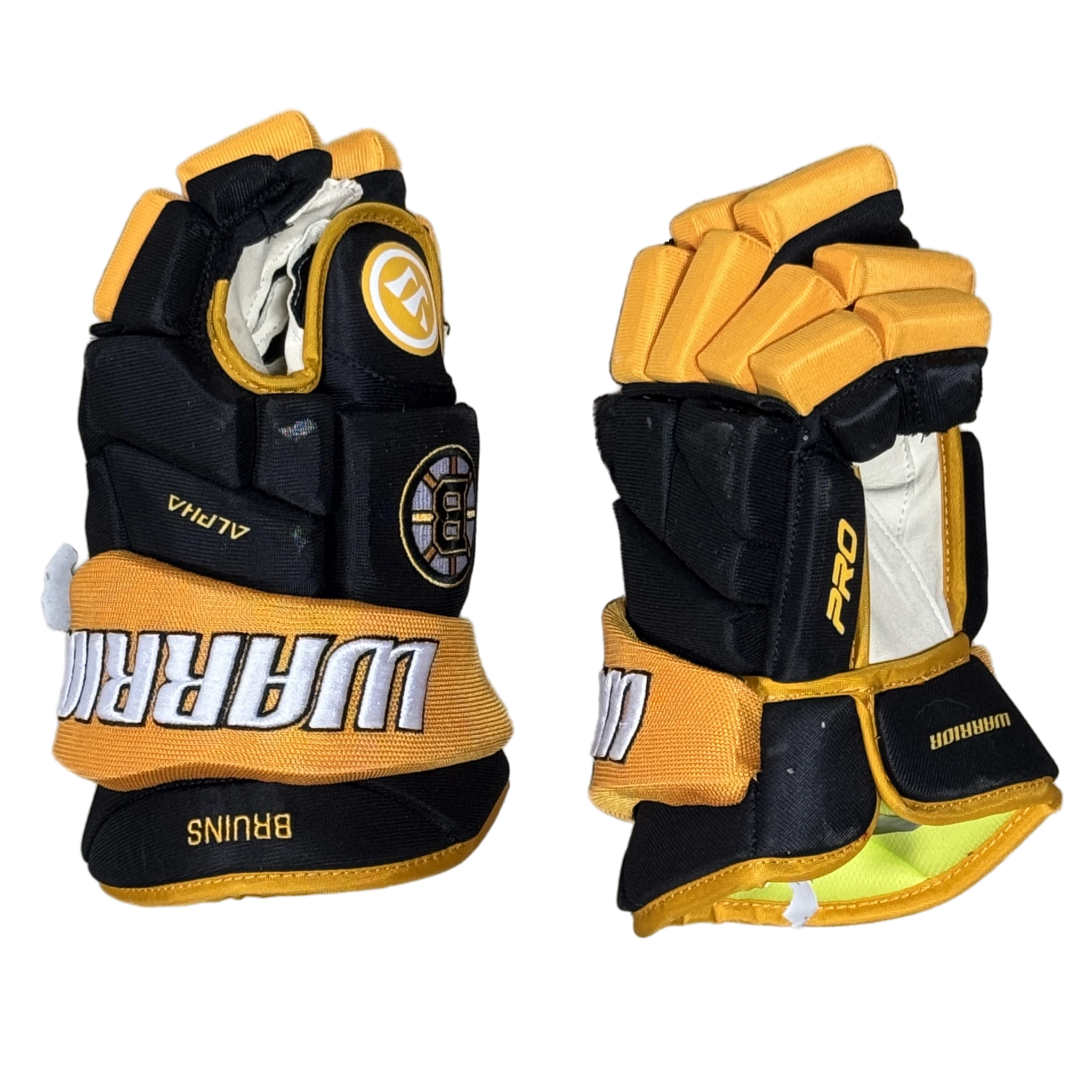 Warrior Alpha Pro - NHL Pro Stock Hockey Gloves (Boston Bruins)