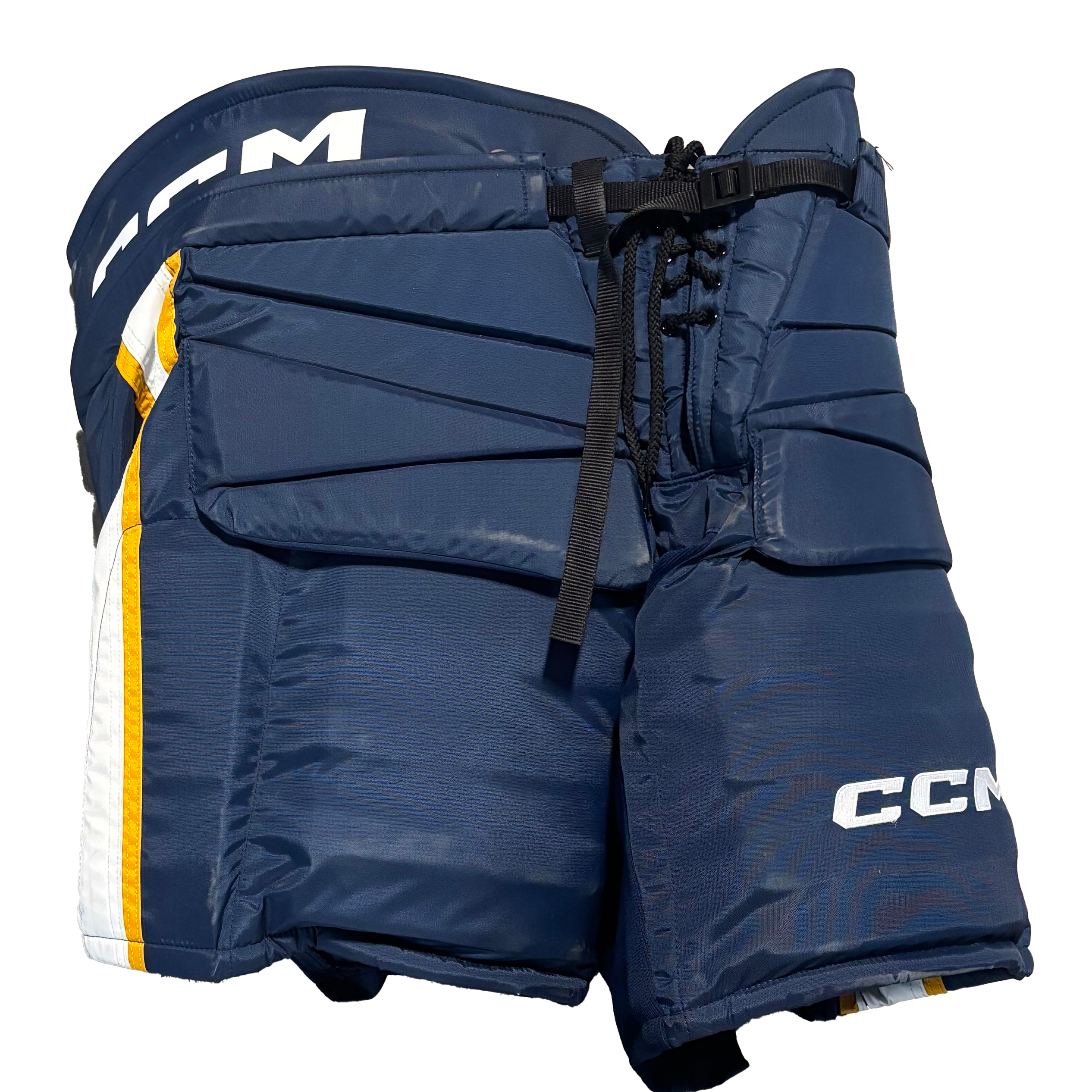 CCM HPG12A - OHL Pro Stock Hockey Goalie Pants (Navy/Yellow/White)