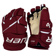 Bauer Supreme Mach - NCAA Pro Stock Gloves (Maroon/White)